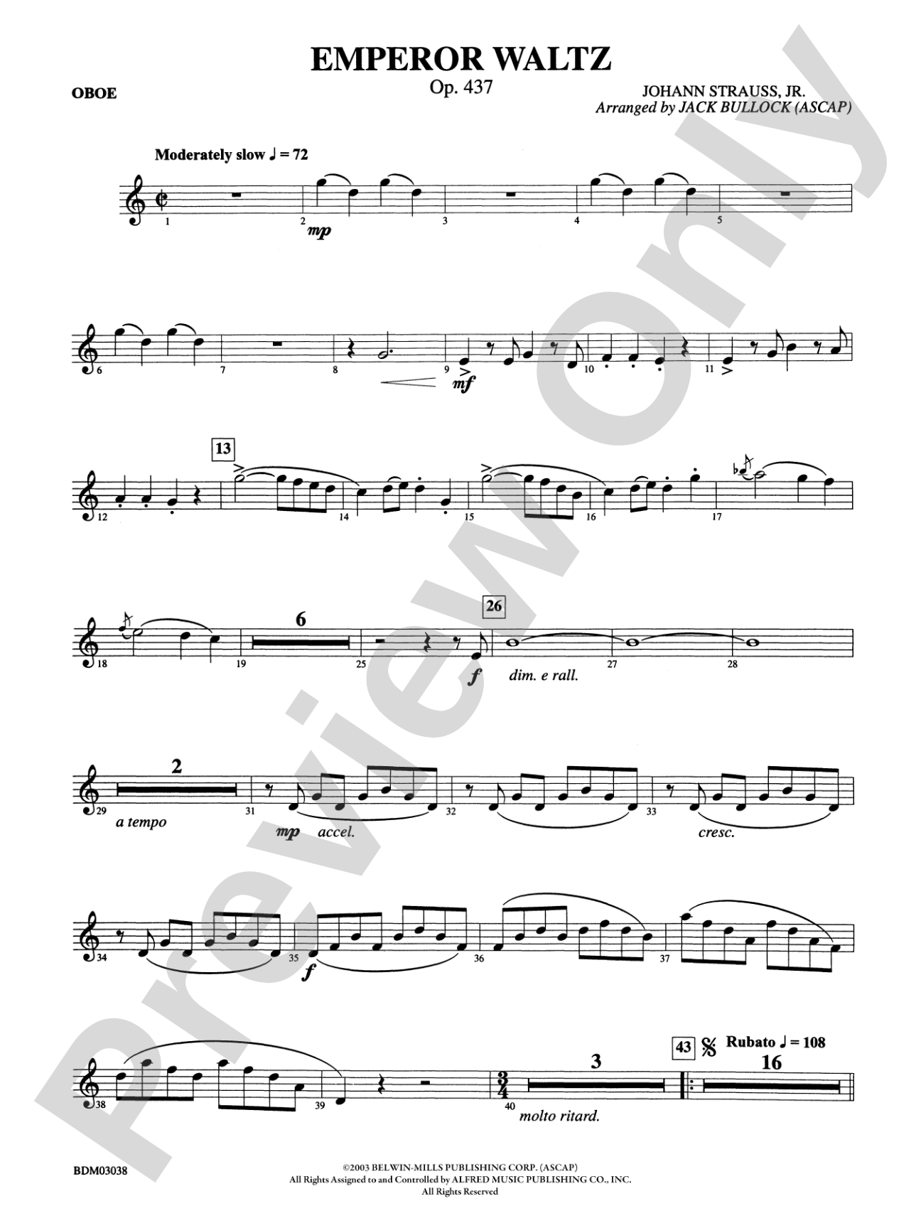 Emperor Waltz, Op. 437: Oboe