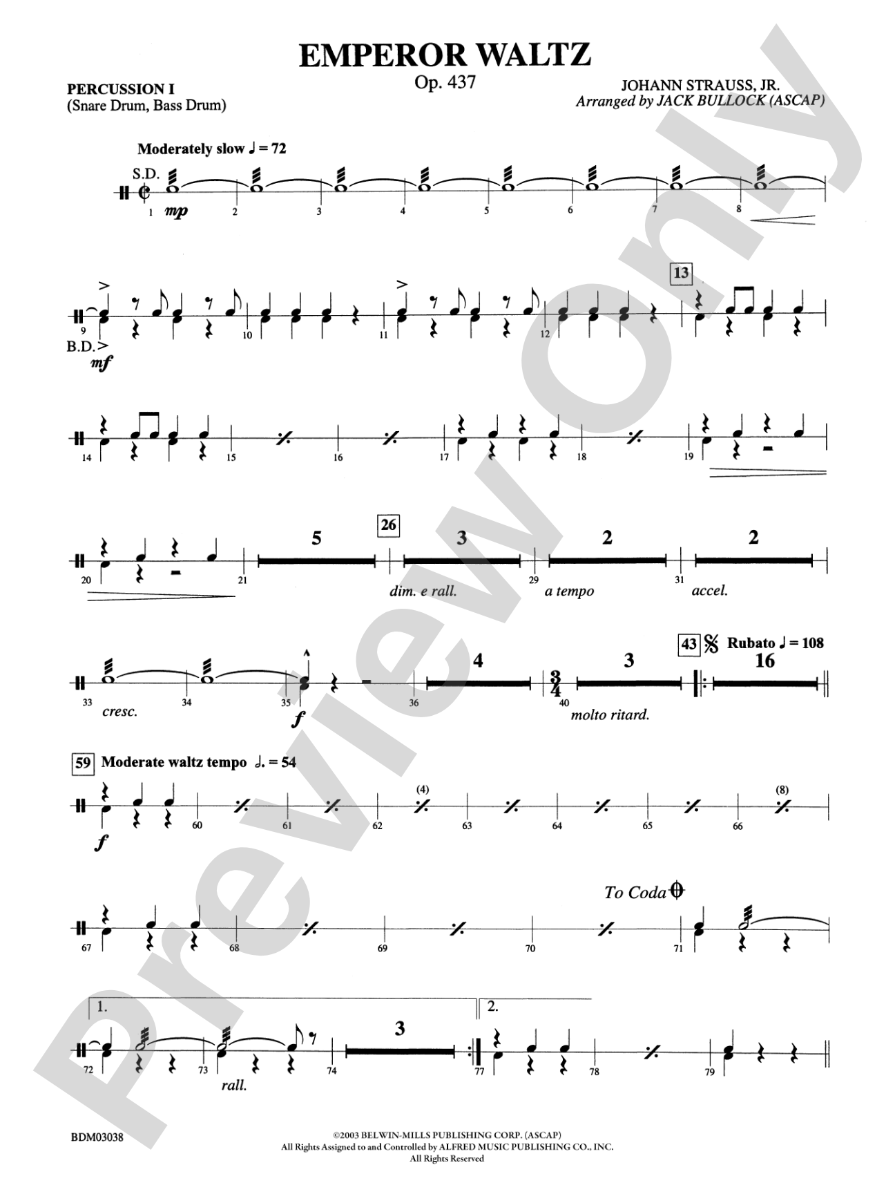 Emperor Waltz, Op. 437: 1st Percussion