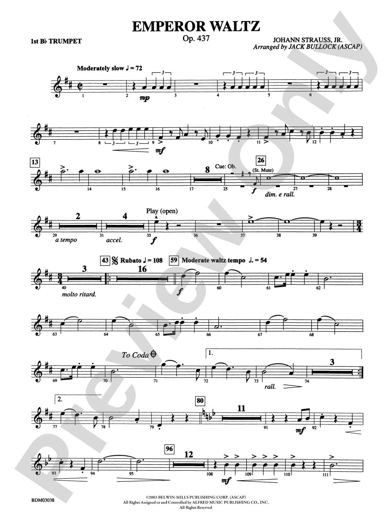 Emperor Waltz, Op. 437: 1st B-flat Trumpet