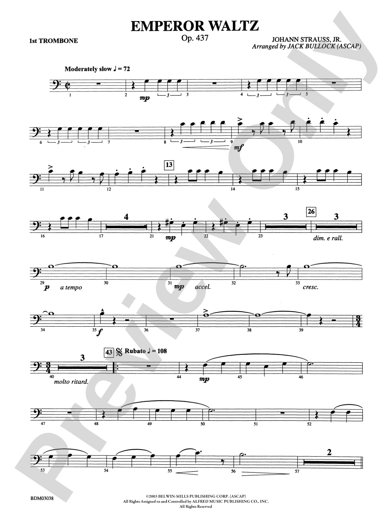 Emperor Waltz, Op. 437: 1st Trombone