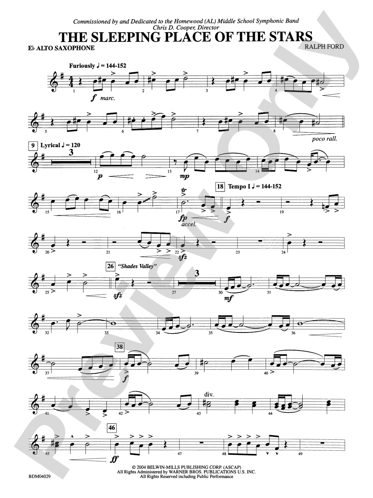 The Sleeping Place of the Stars: E-flat Alto Saxophone