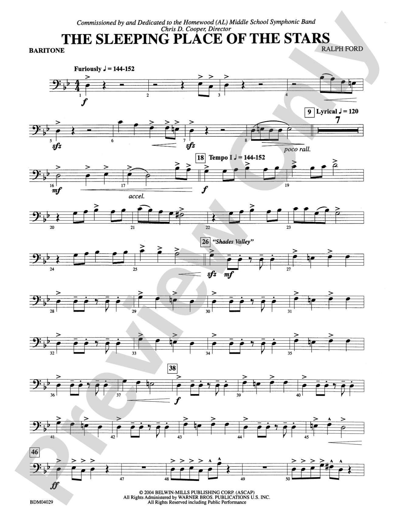 The Sleeping Place of the Stars: Baritone B.C.