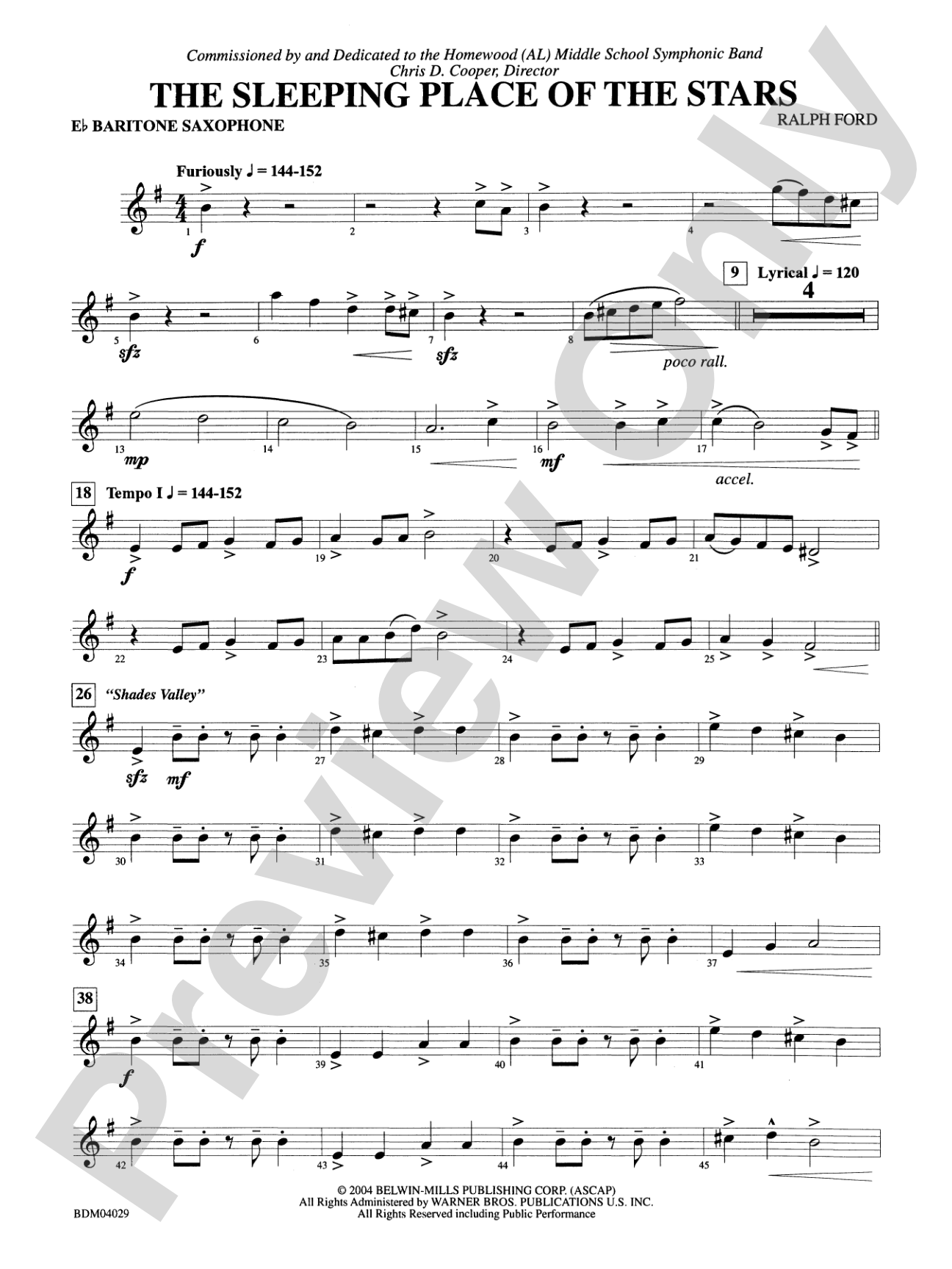 The Sleeping Place of the Stars: E-flat Baritone Saxophone