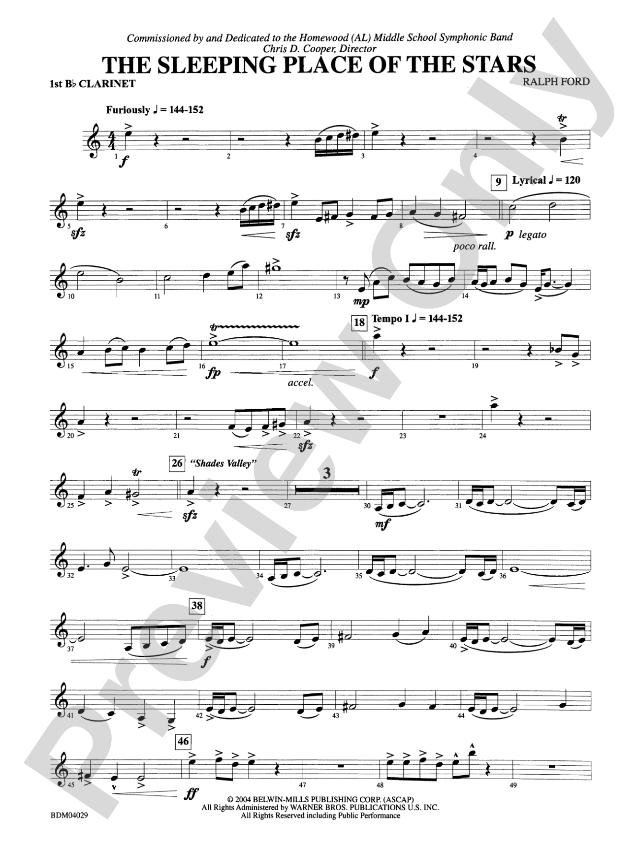 The Sleeping Place of the Stars: 1st B-flat Clarinet