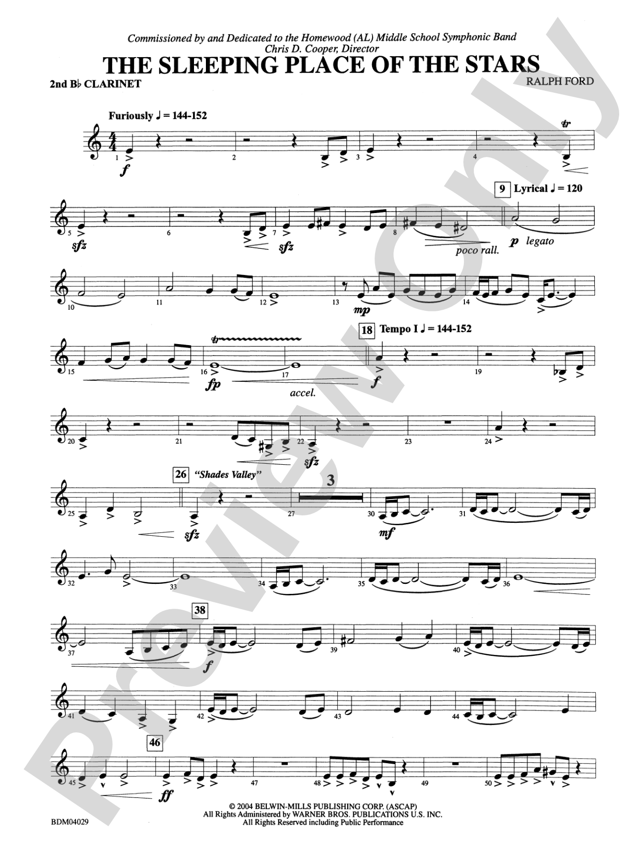 The Sleeping Place of the Stars: 2nd B-flat Clarinet