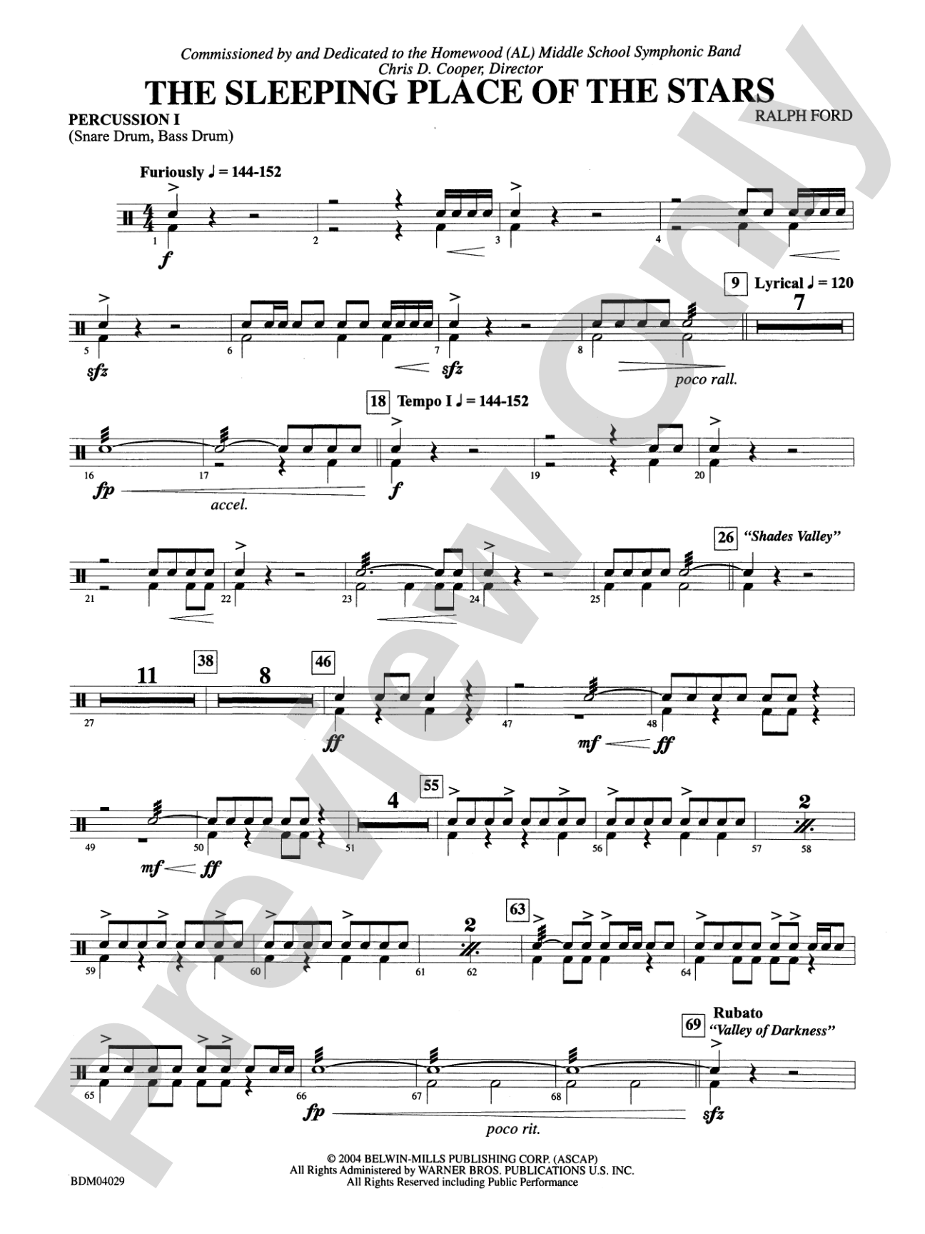 The Sleeping Place of the Stars: 1st Percussion
