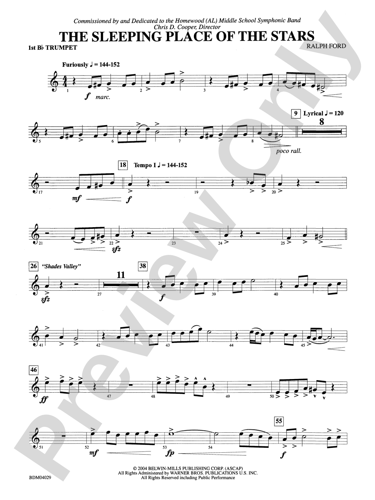 The Sleeping Place of the Stars: 1st B-flat Trumpet