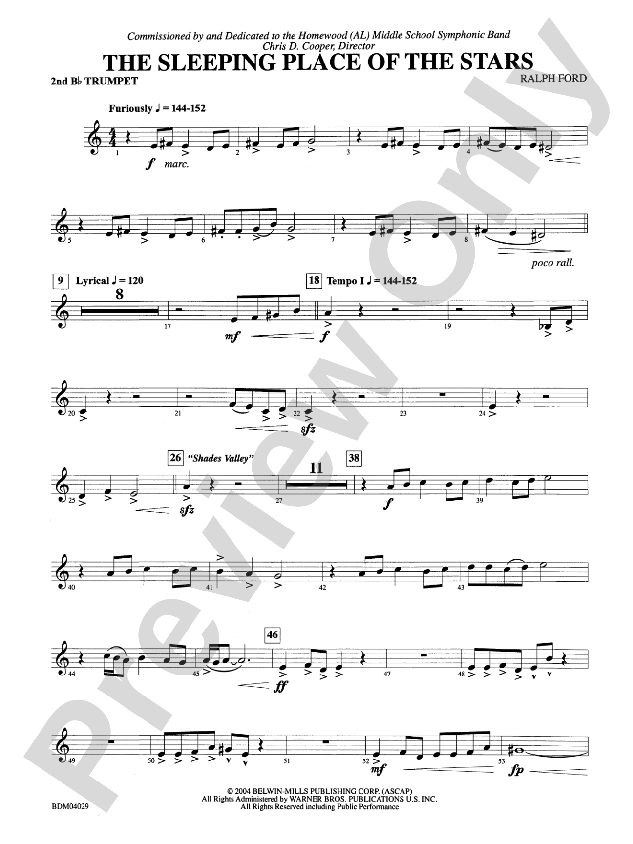 The Sleeping Place of the Stars: 2nd B-flat Trumpet