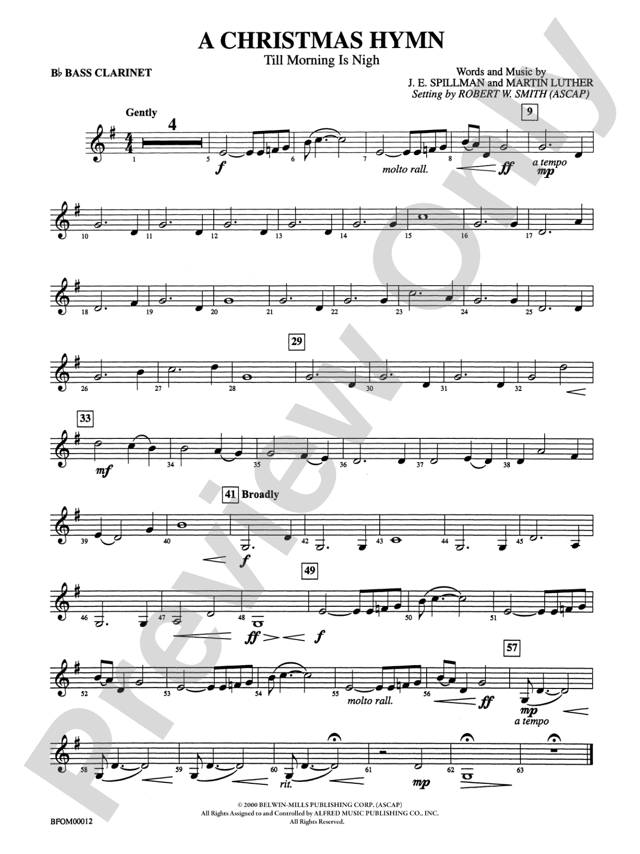 A Christmas Hymn: B-flat Bass Clarinet