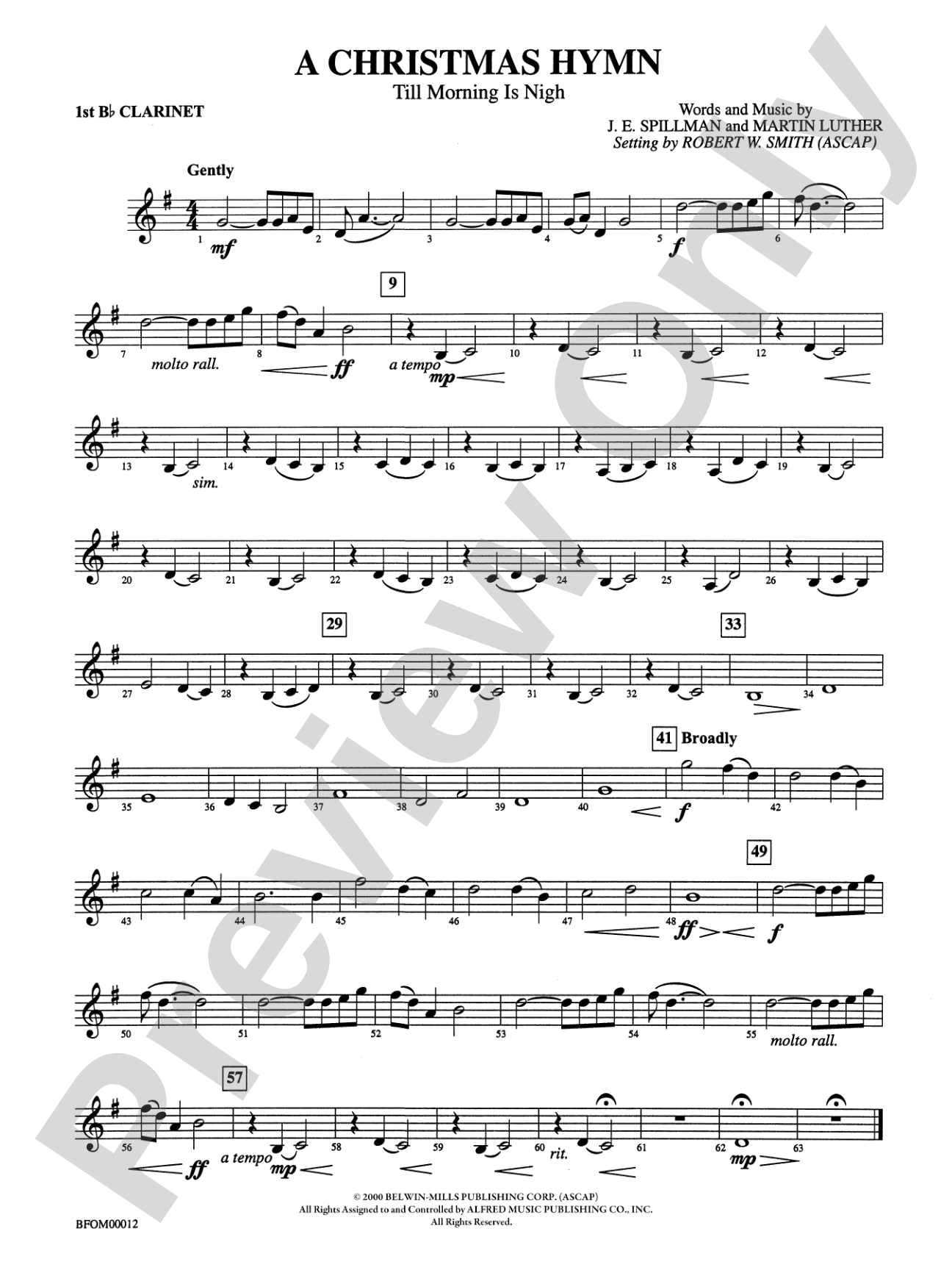 A Christmas Hymn: 1st B-flat Clarinet
