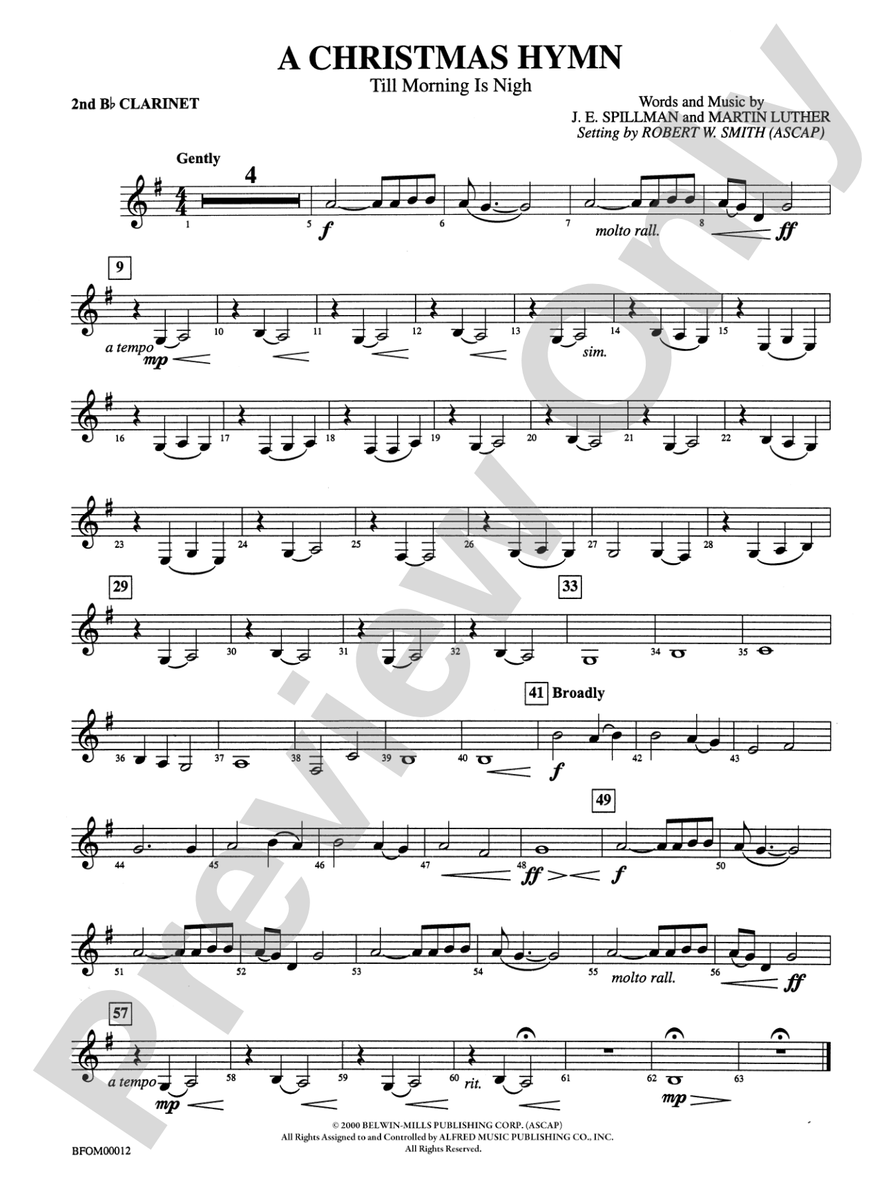 A Christmas Hymn: 2nd B-flat Clarinet