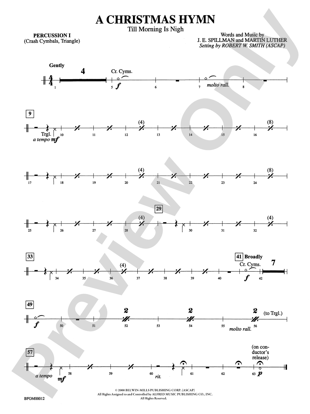 A Christmas Hymn: 1st Percussion