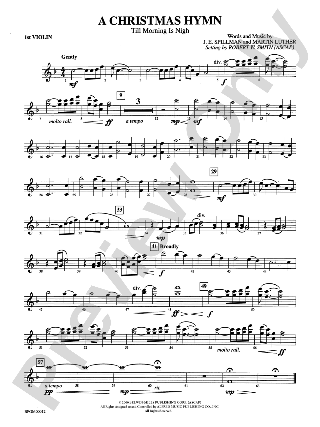 A Christmas Hymn: 1st Violin