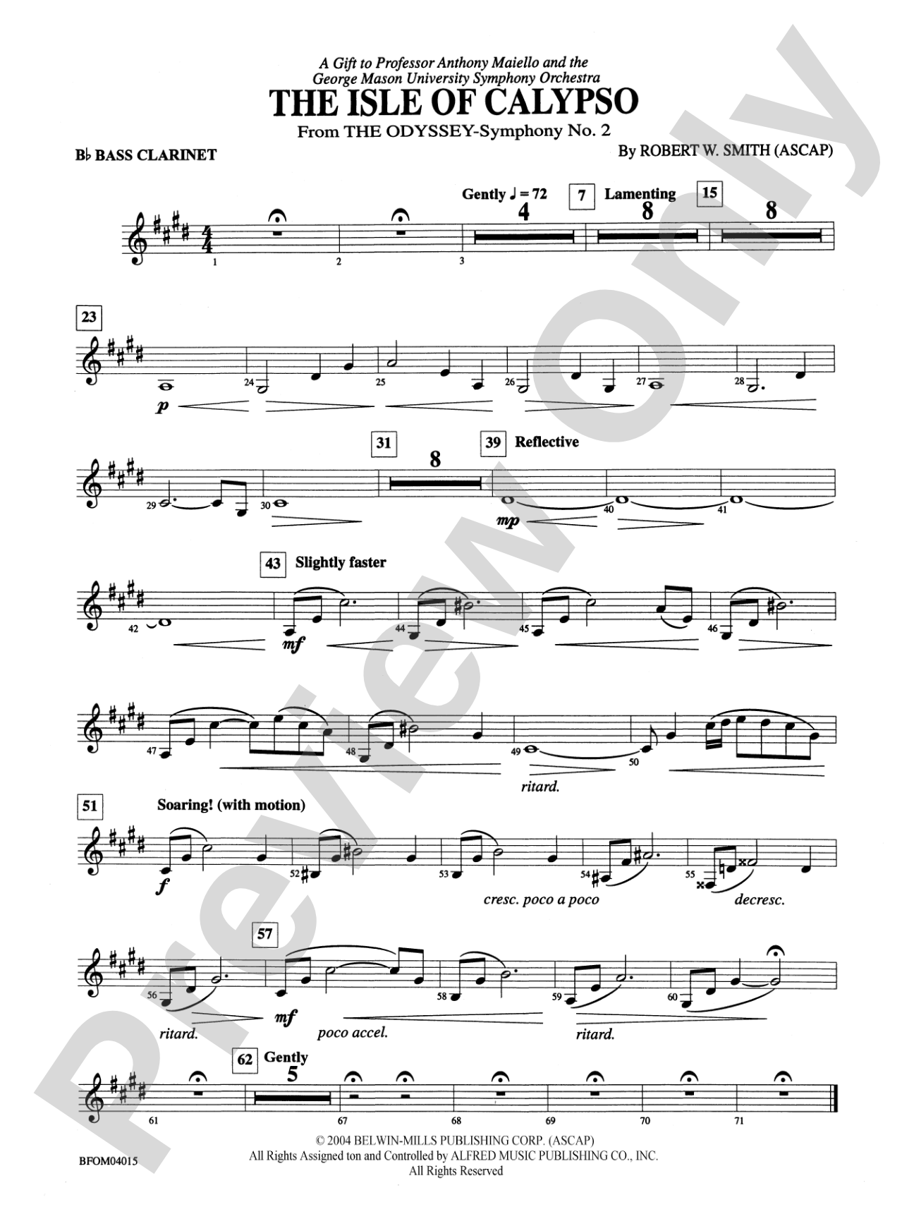 The Isle of Calypso (from The Odyssey (Symphony No. 2)): B-flat Bass Clarinet