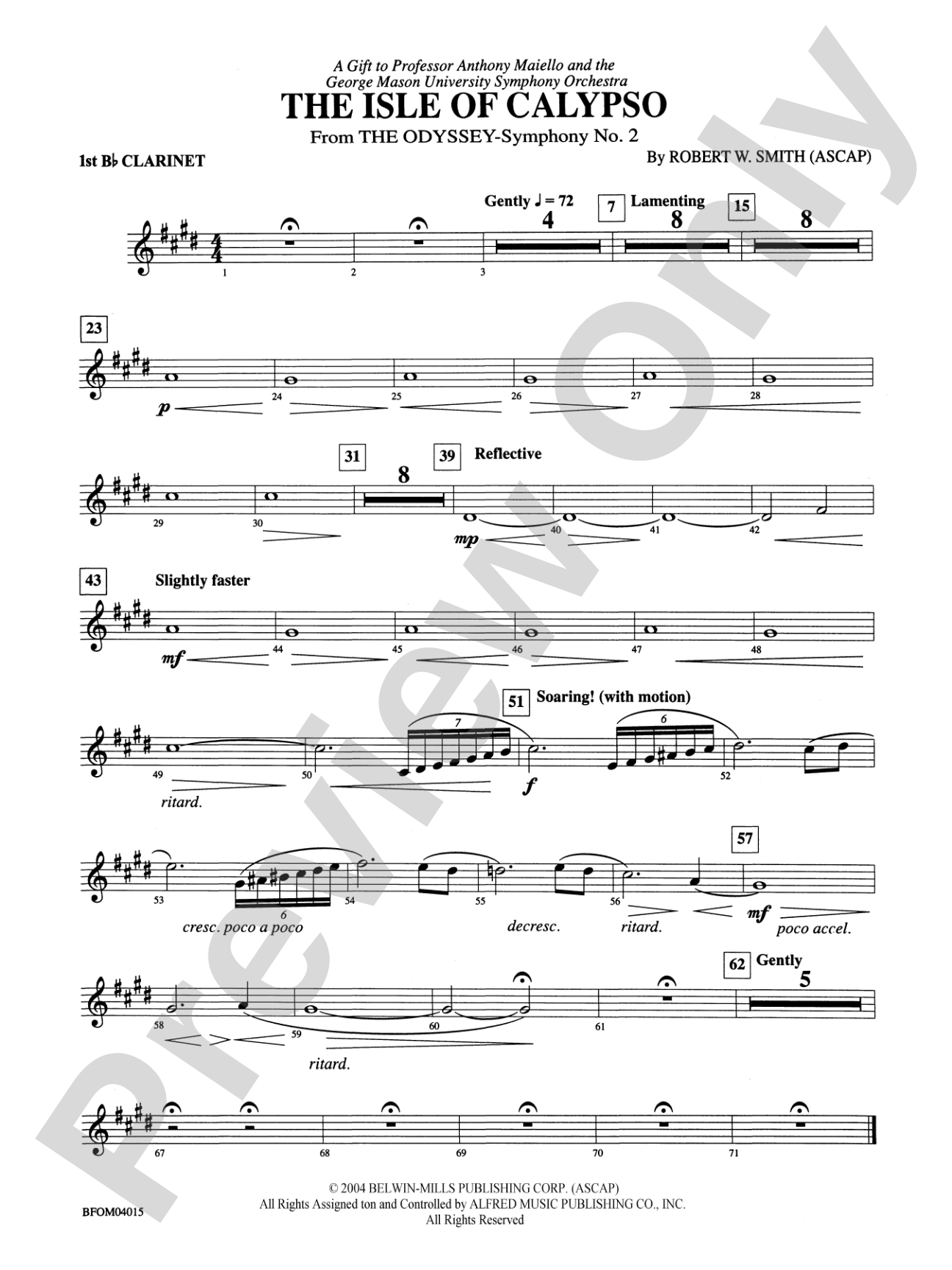 The Isle of Calypso (from The Odyssey (Symphony No. 2)): 1st B-flat Clarinet