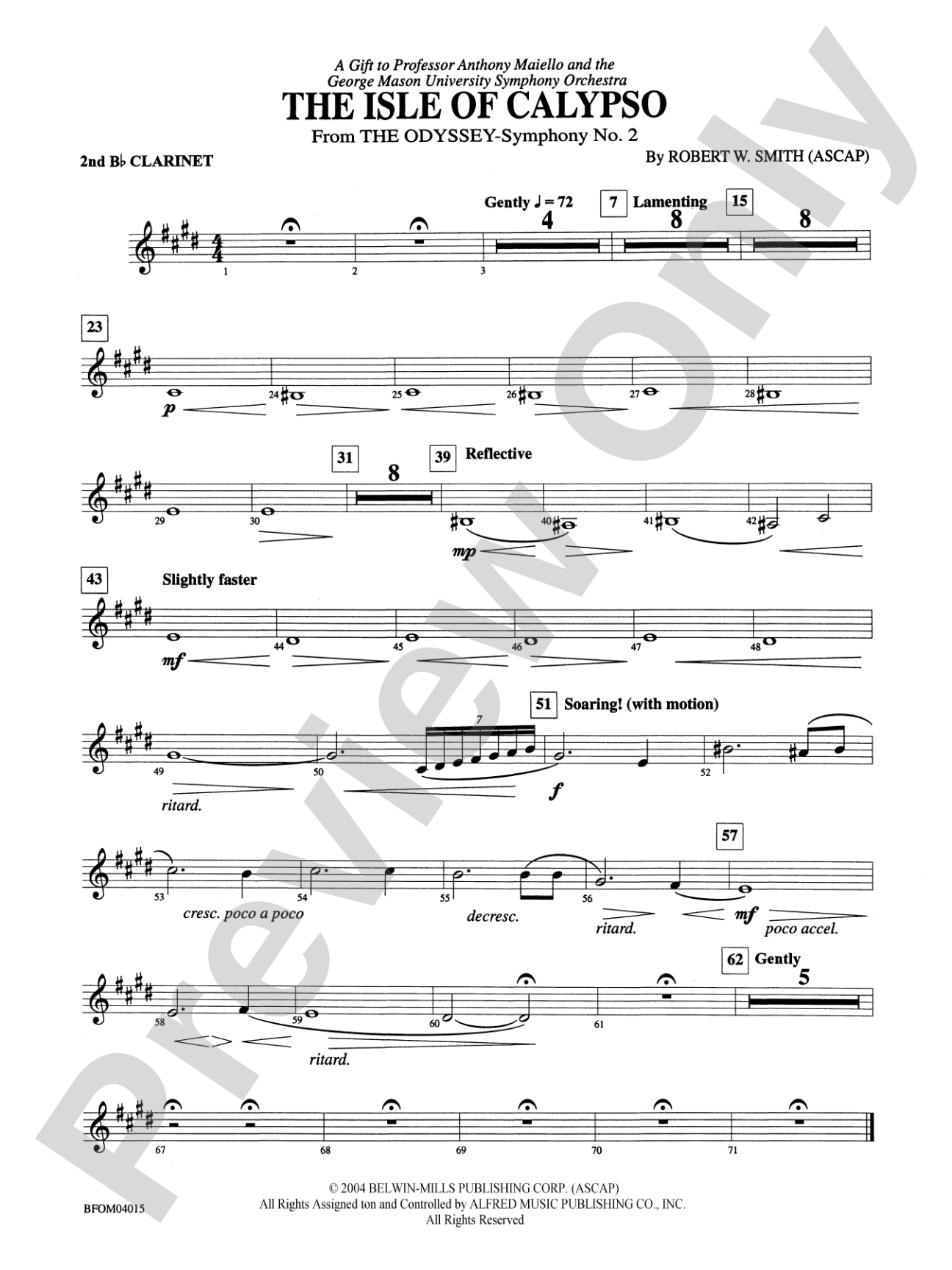 The Isle of Calypso (from The Odyssey (Symphony No. 2)): 2nd B-flat Clarinet
