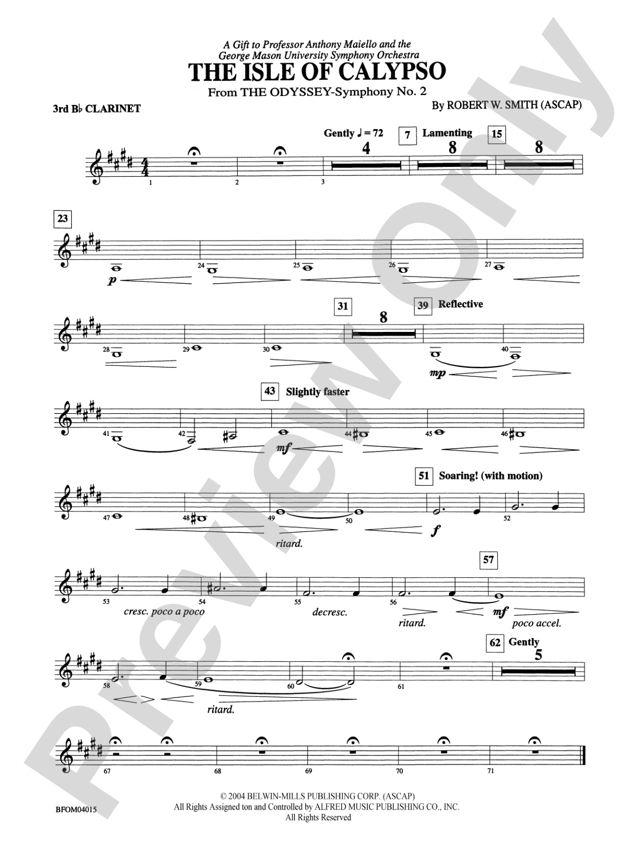 The Isle of Calypso (from The Odyssey (Symphony No. 2)): 3rd B-flat Clarinet