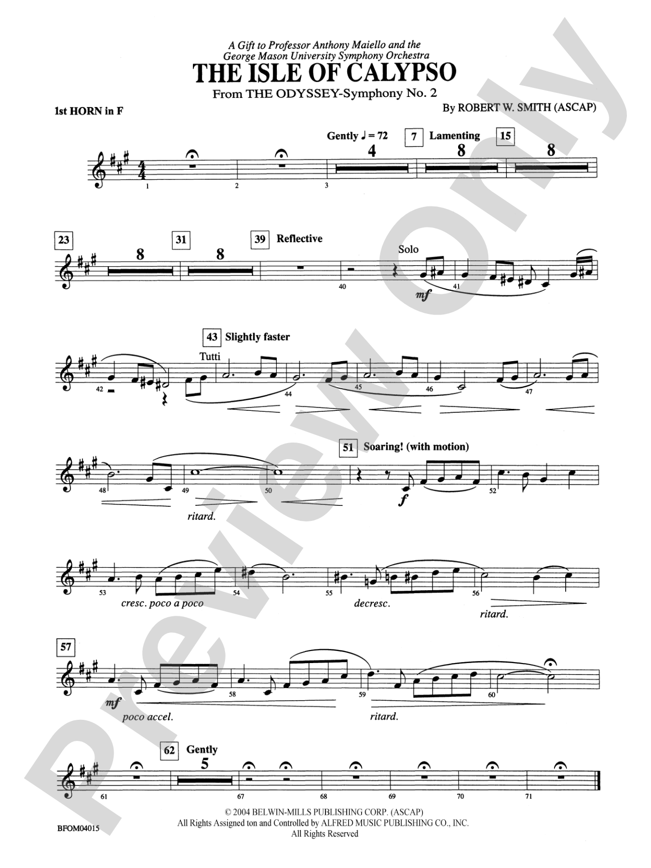 The Isle of Calypso (from The Odyssey (Symphony No. 2)): 1st F Horn