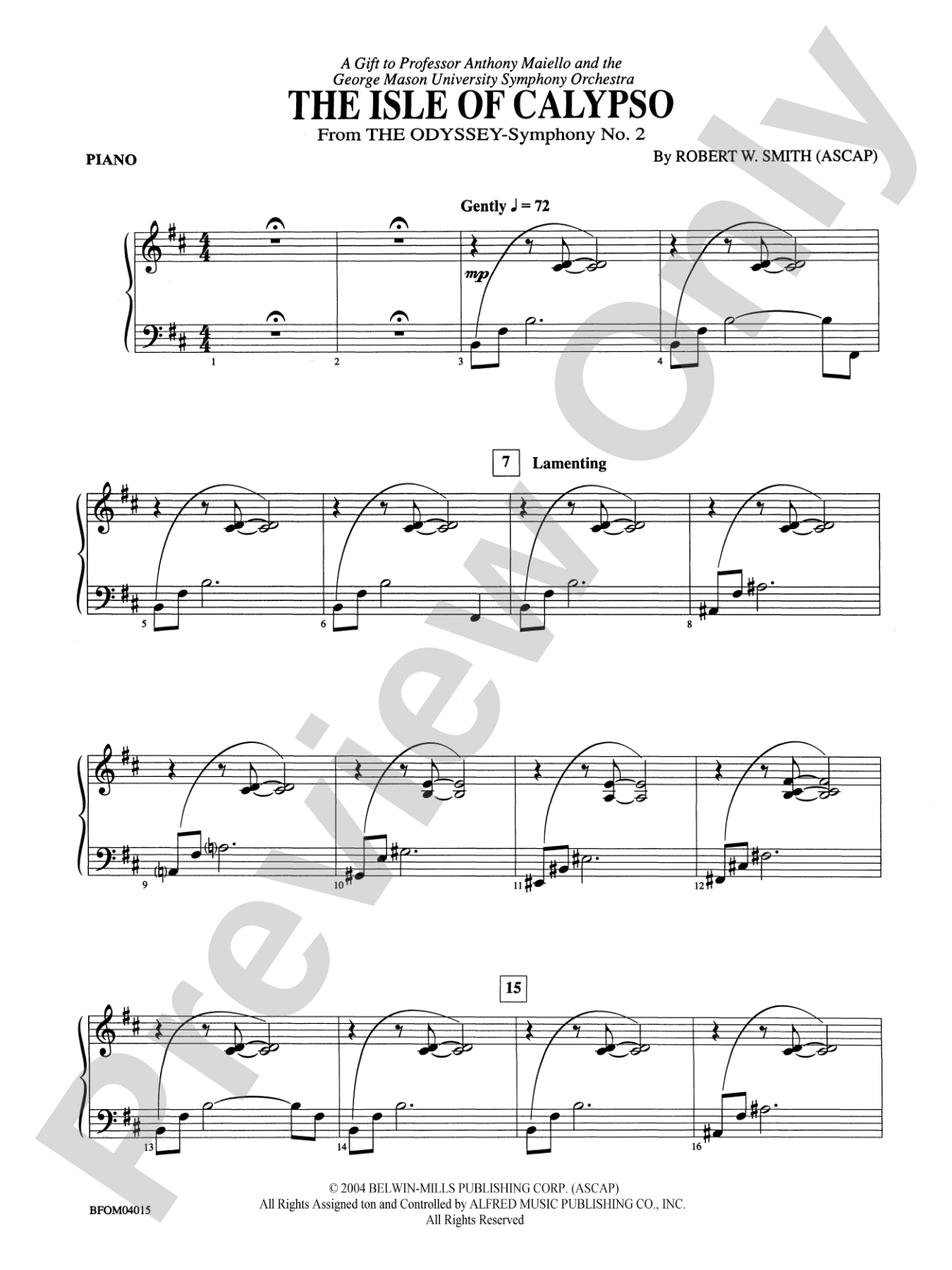 The Isle of Calypso (from The Odyssey (Symphony No. 2)): Piano Accompaniment