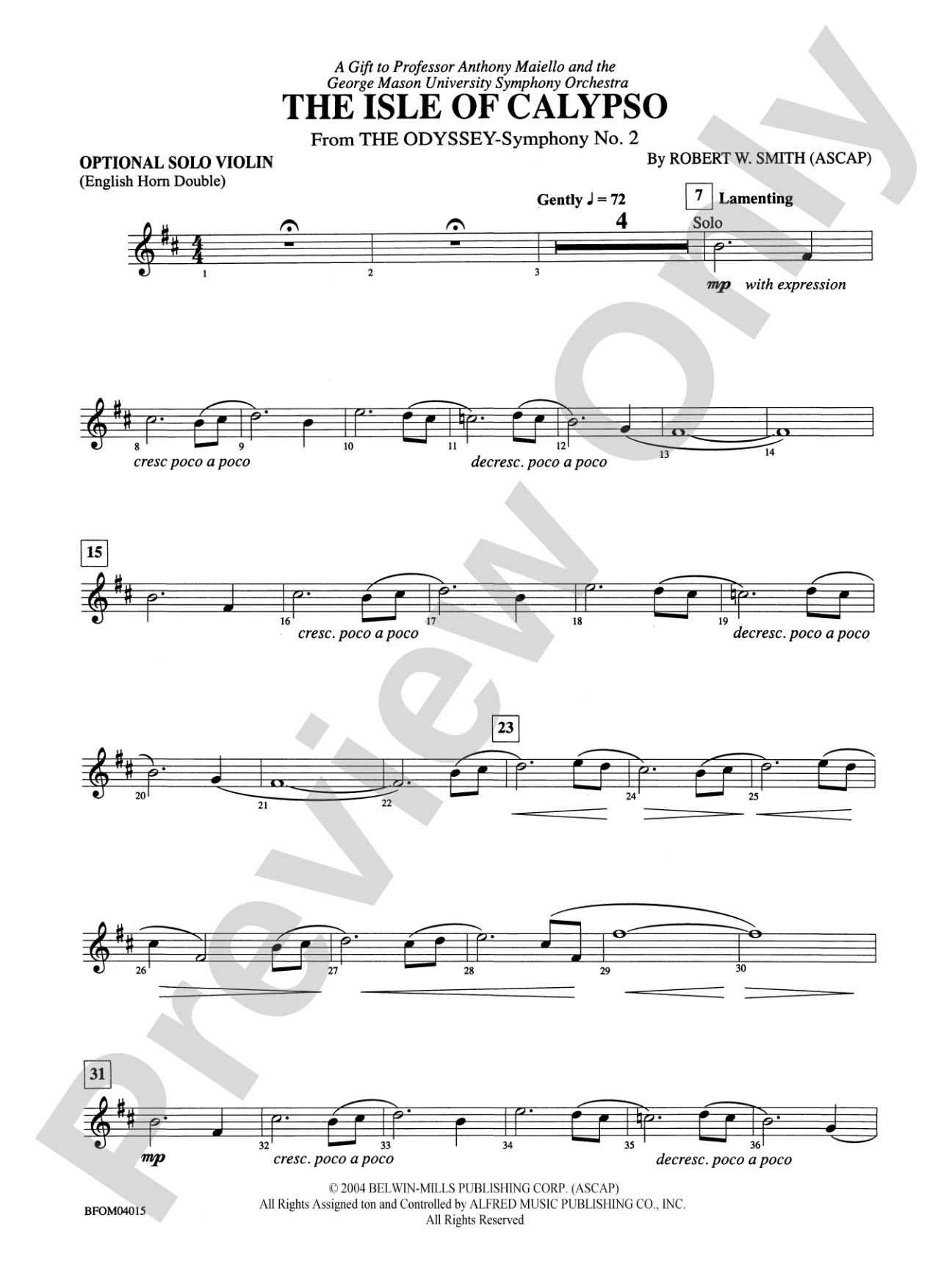 The Isle of Calypso (from The Odyssey (Symphony No. 2)): Solo Violin