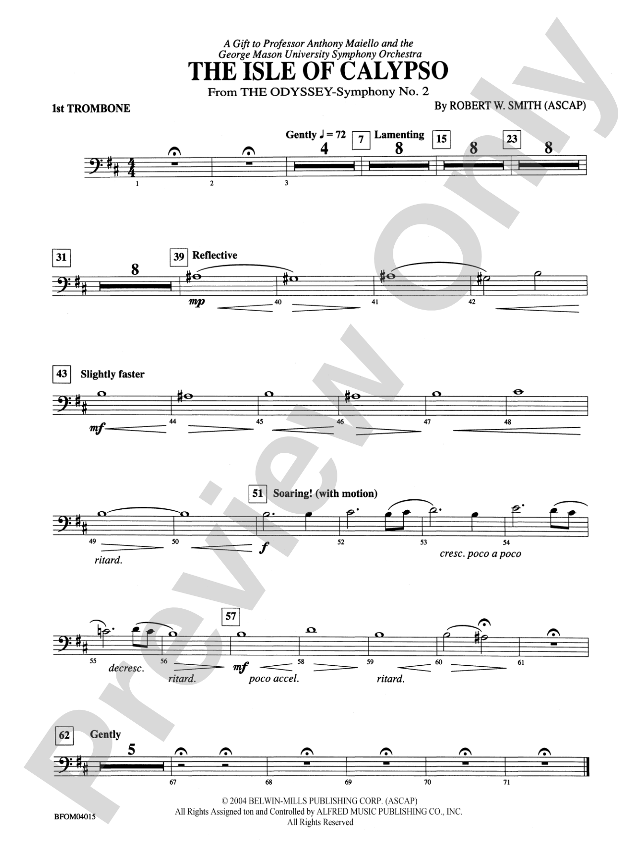 The Isle of Calypso (from The Odyssey (Symphony No. 2)): 1st Trombone