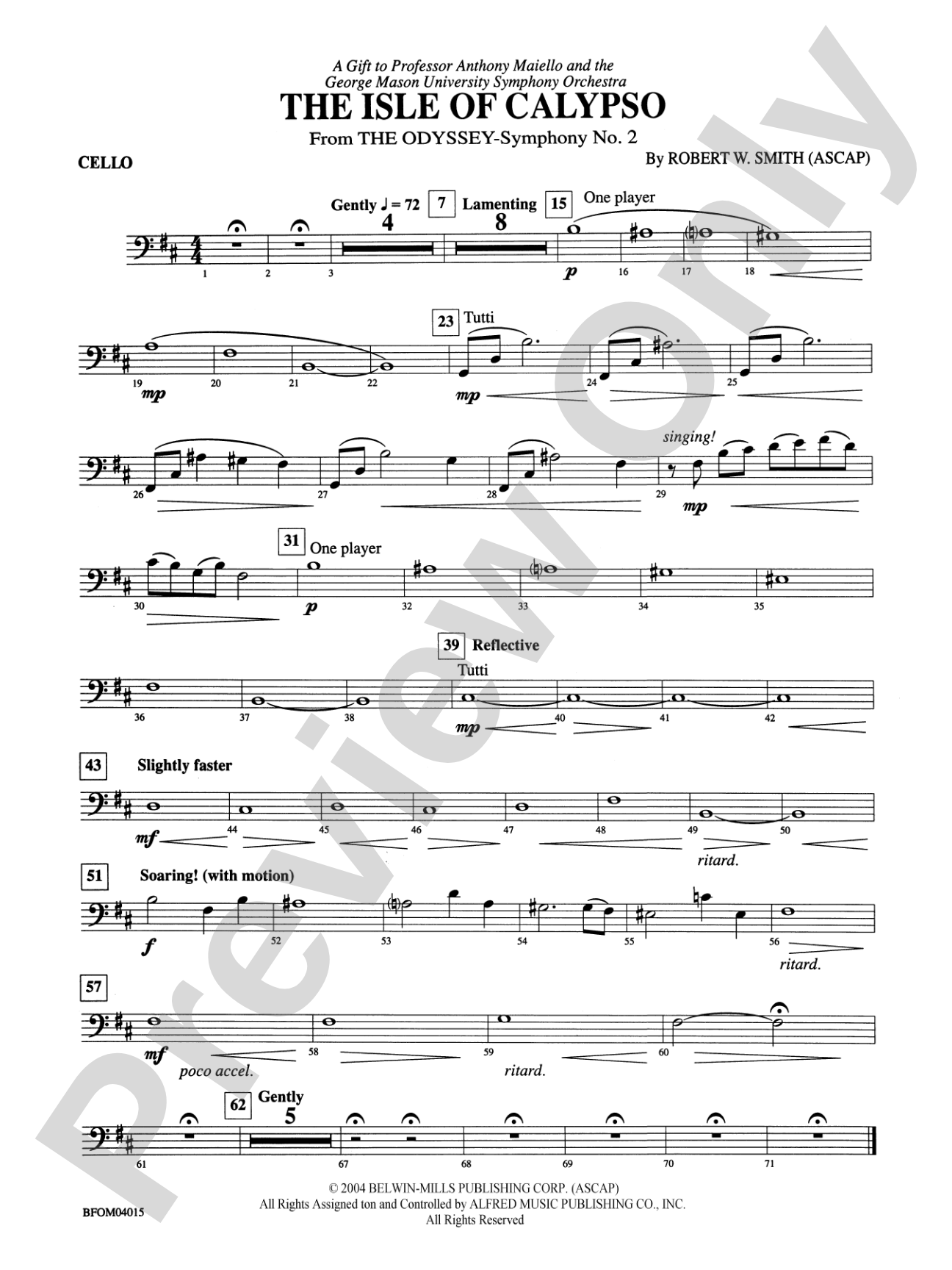 The Isle of Calypso (from The Odyssey (Symphony No. 2)): Cello