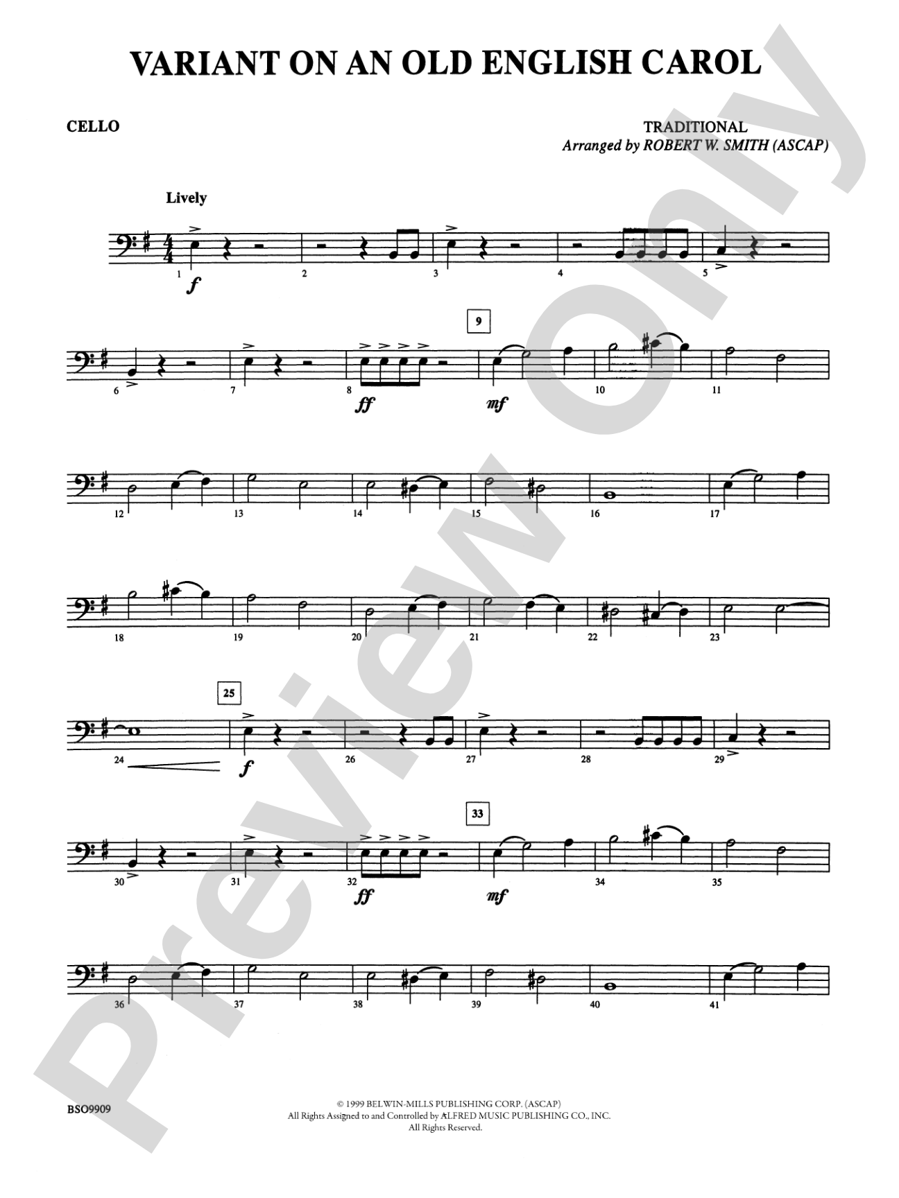 Variant on an Old English Carol: Cello