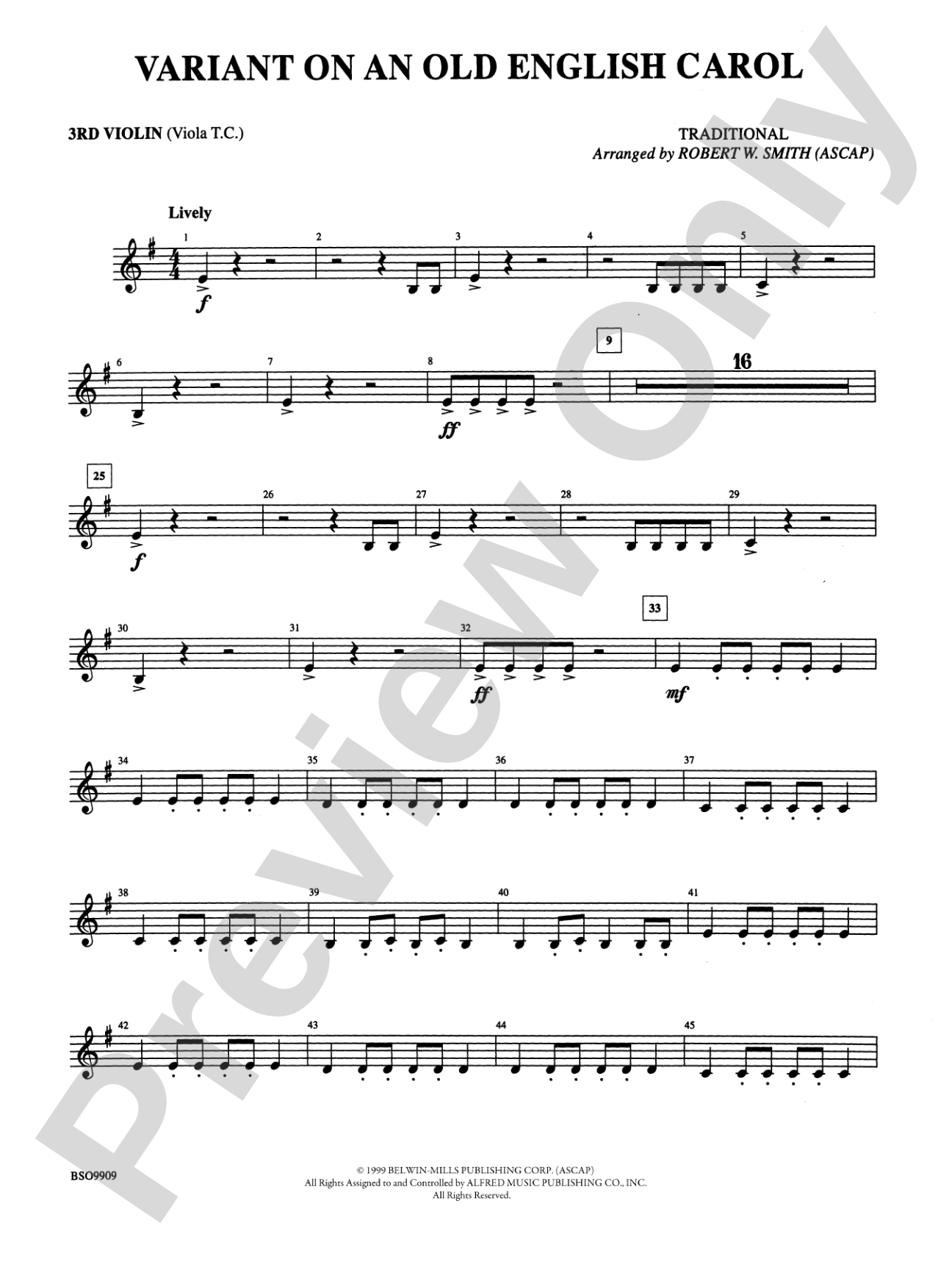 Variant on an Old English Carol: 3rd Violin (Viola [TC])