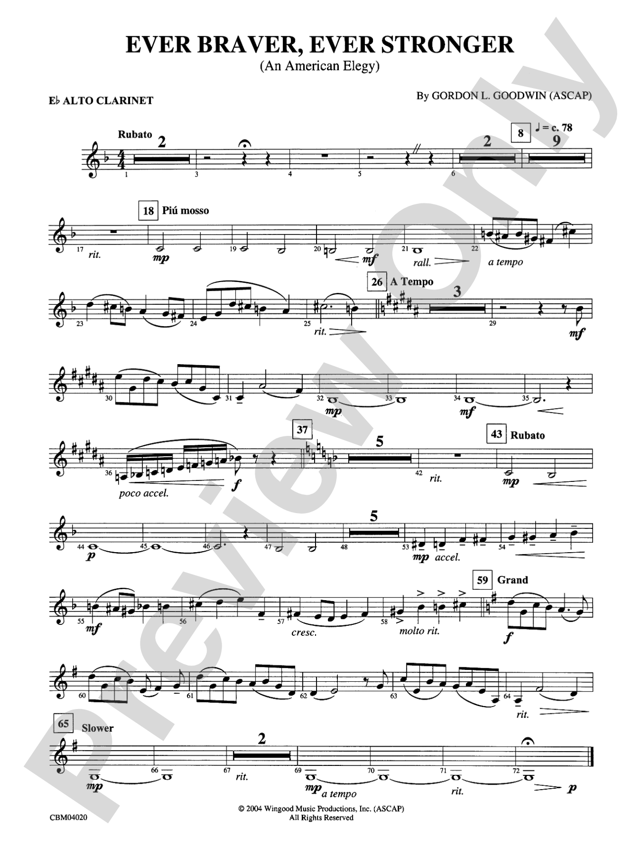 Ever Braver, Ever Stronger (An American Elegy): E-flat Alto Clarinet