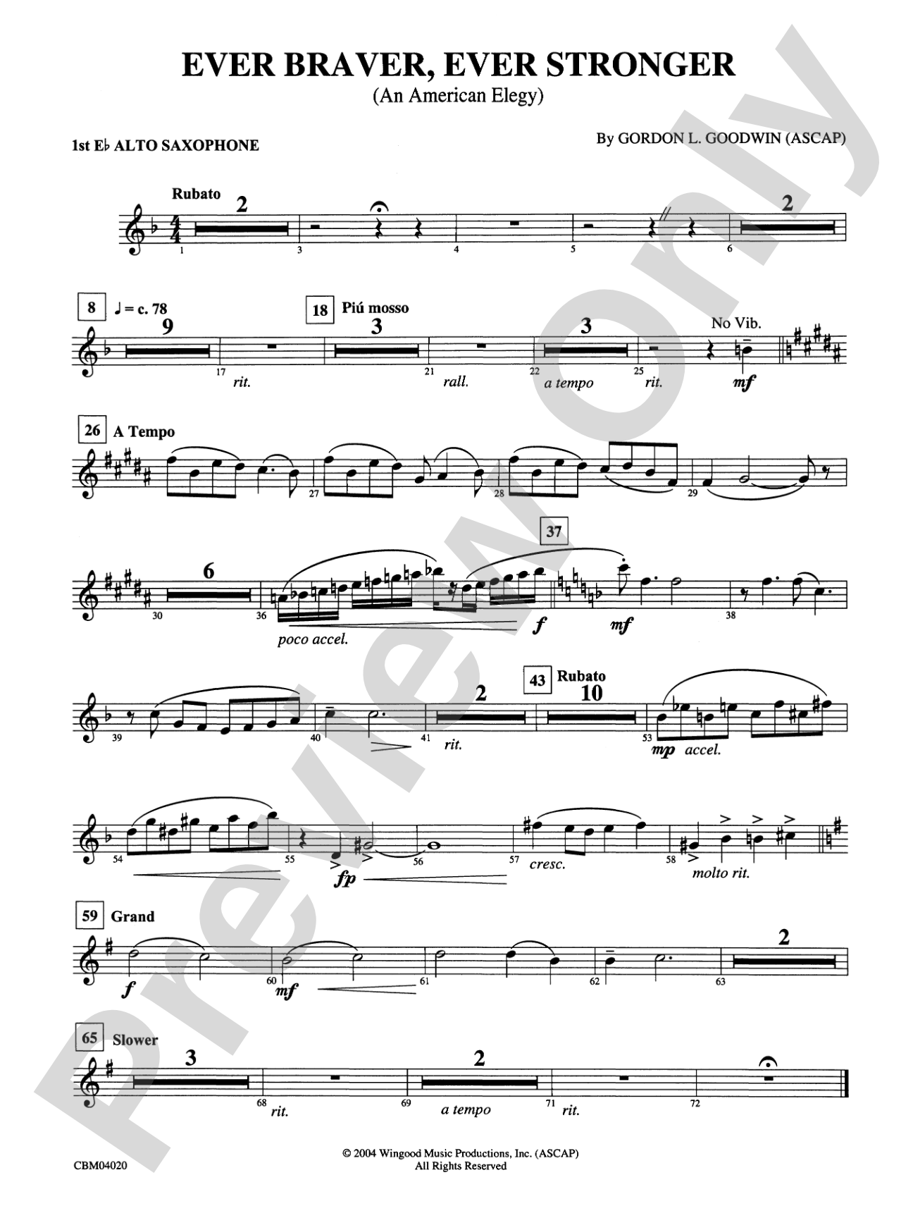 Ever Braver, Ever Stronger (An American Elegy): E-flat Alto Saxophone