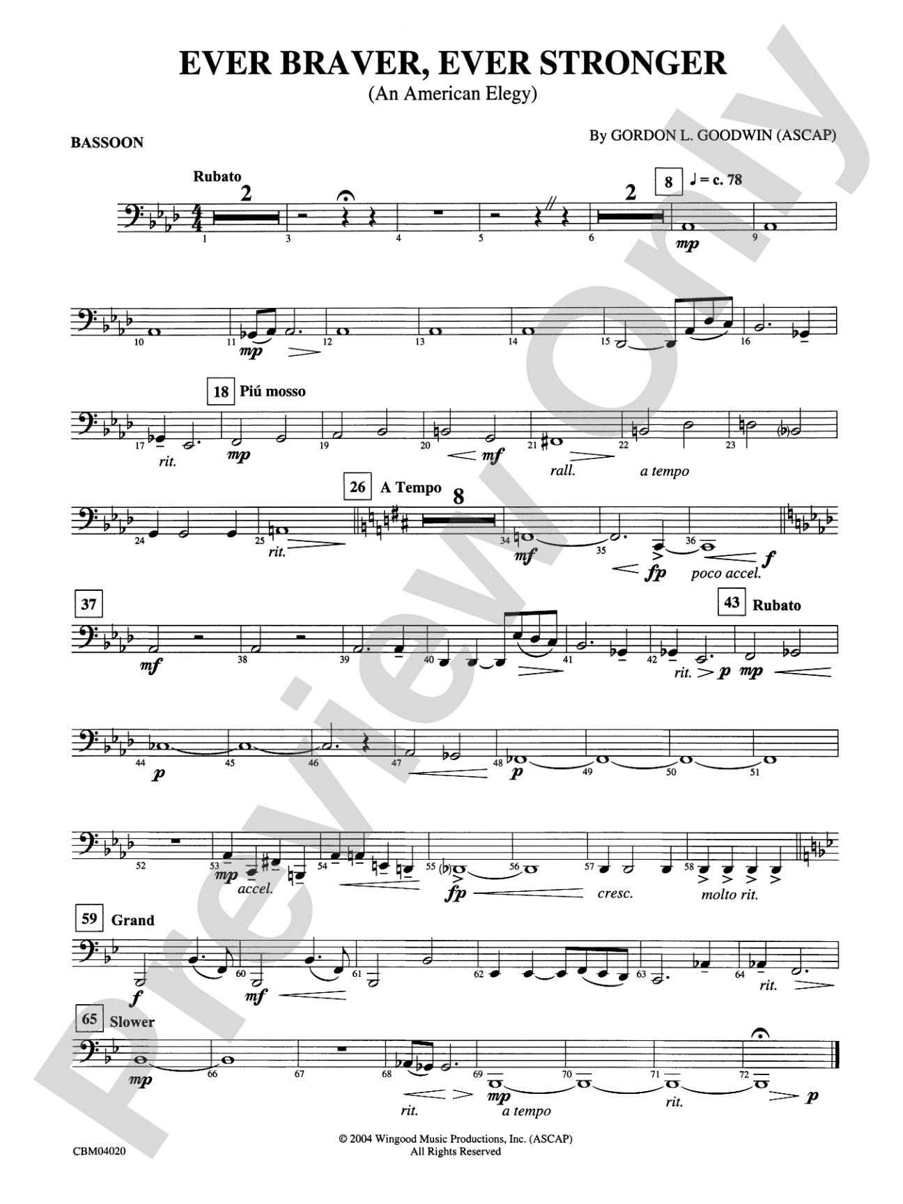 Ever Braver, Ever Stronger (An American Elegy): Bassoon
