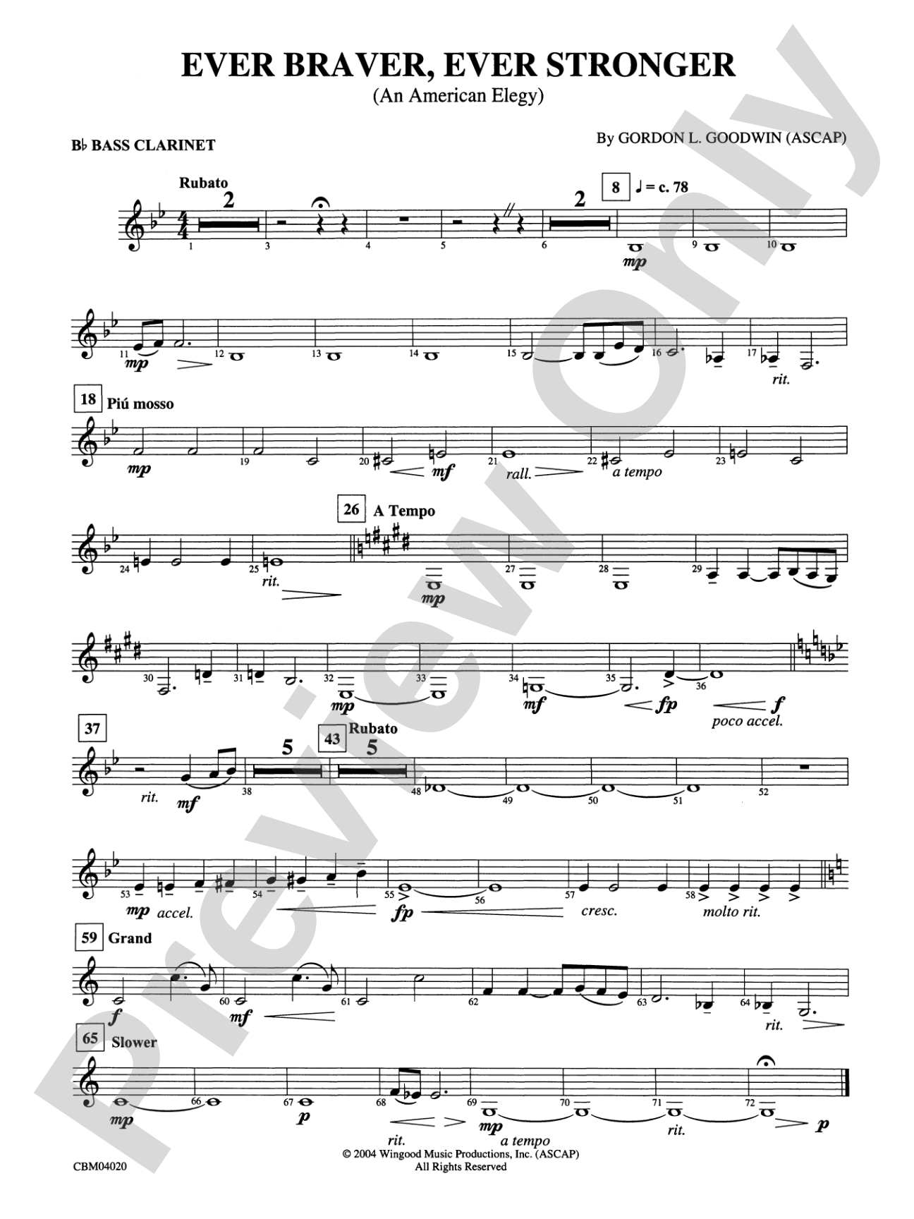 Ever Braver, Ever Stronger (An American Elegy): B-flat Bass Clarinet