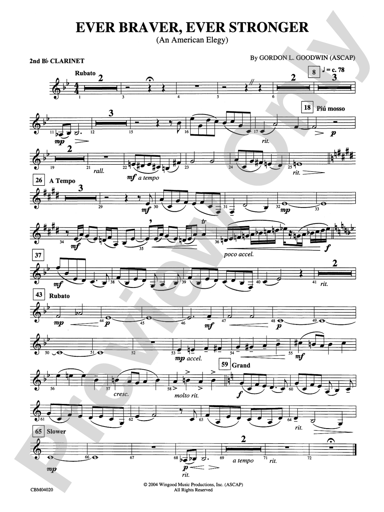Ever Braver, Ever Stronger (An American Elegy): 2nd B-flat Clarinet