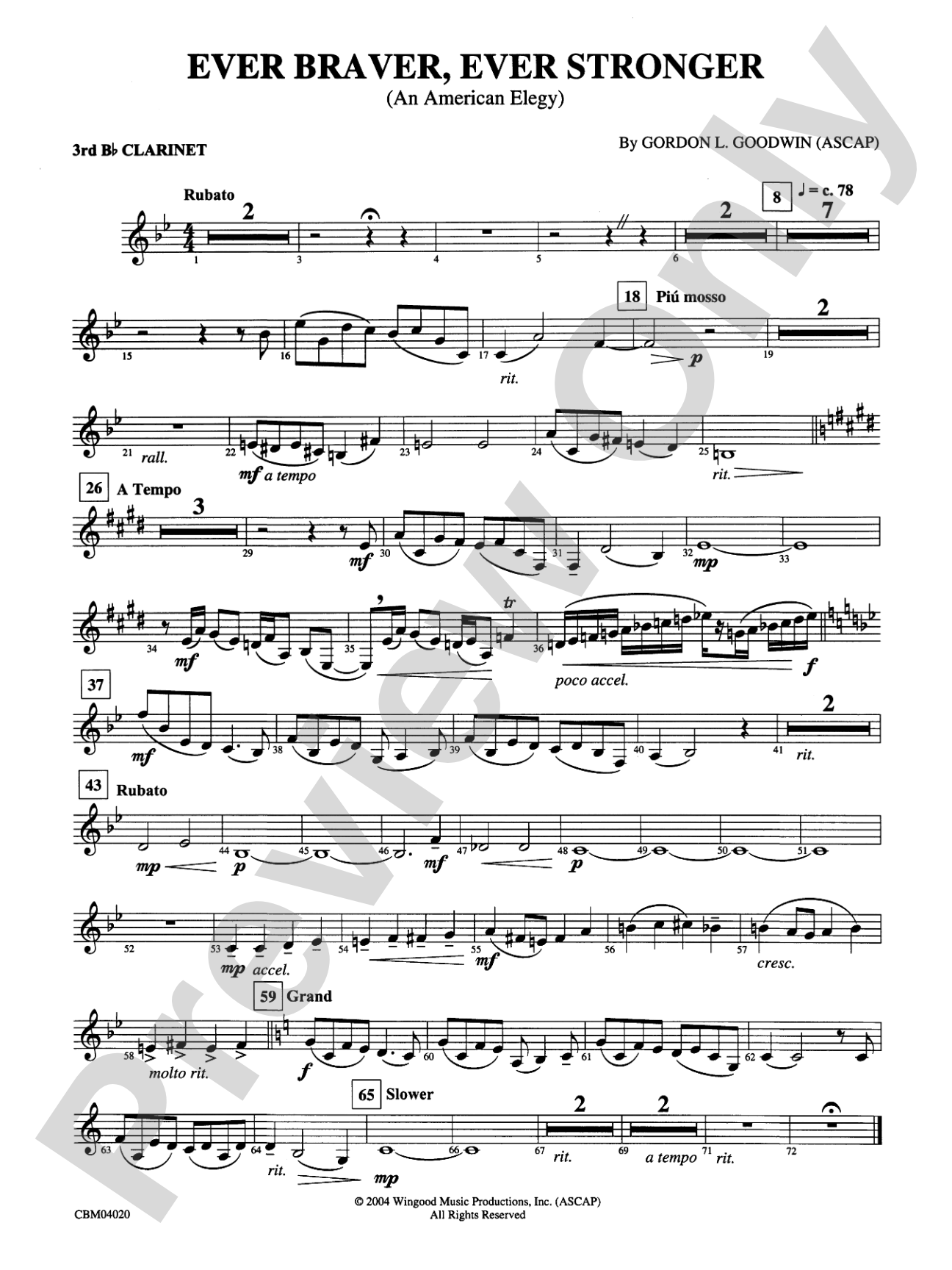 Ever Braver, Ever Stronger (An American Elegy): 3rd B-flat Clarinet