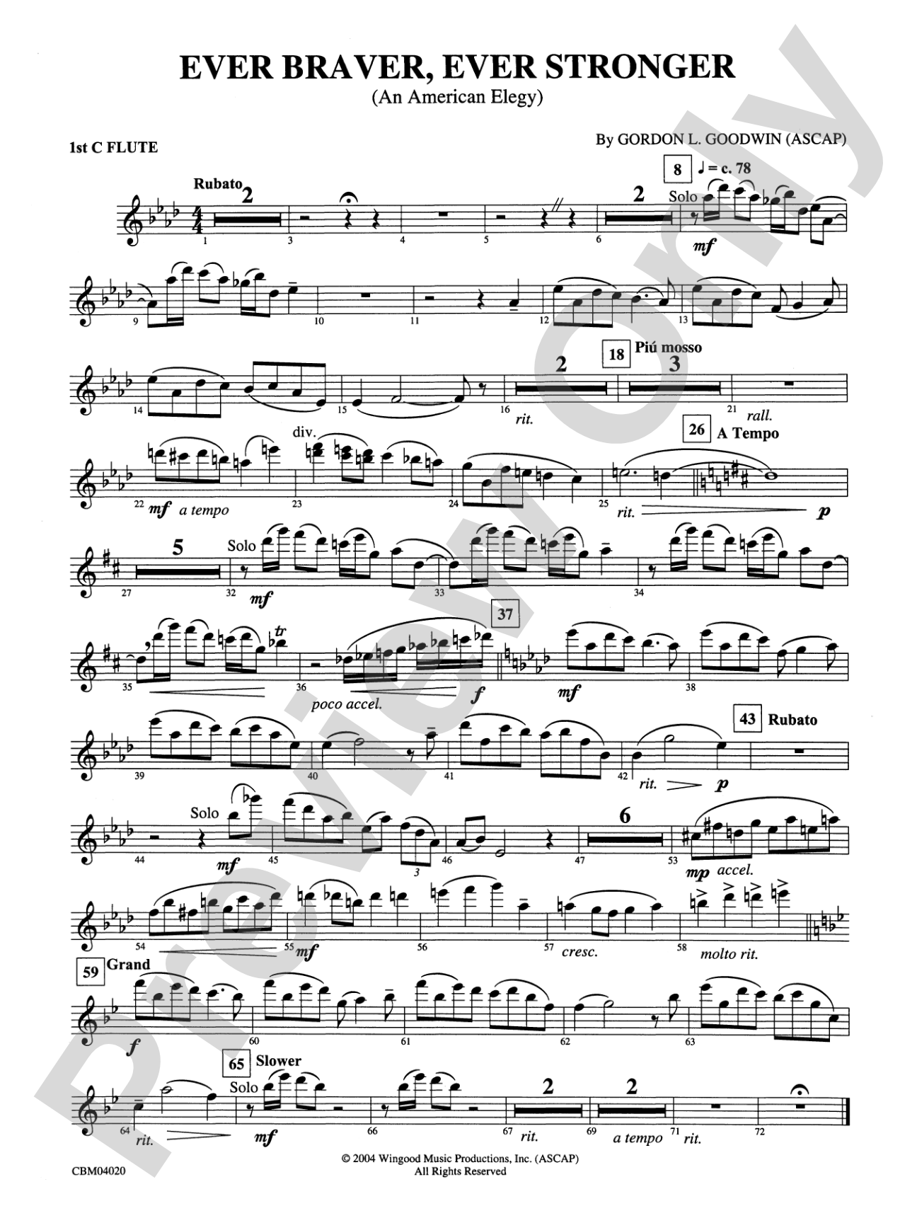 Ever Braver, Ever Stronger (An American Elegy): Flute