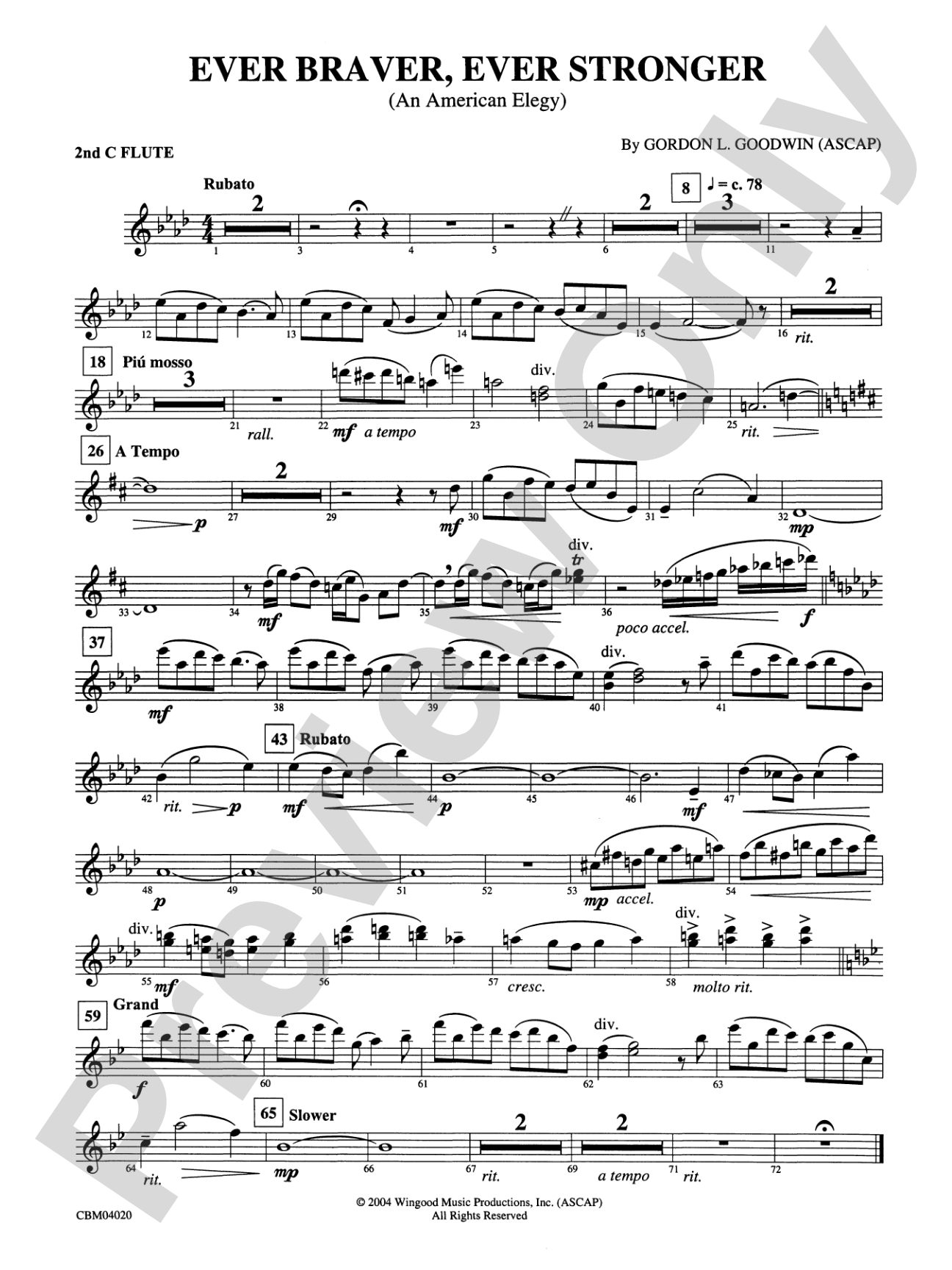 Ever Braver, Ever Stronger (An American Elegy): 2nd Flute