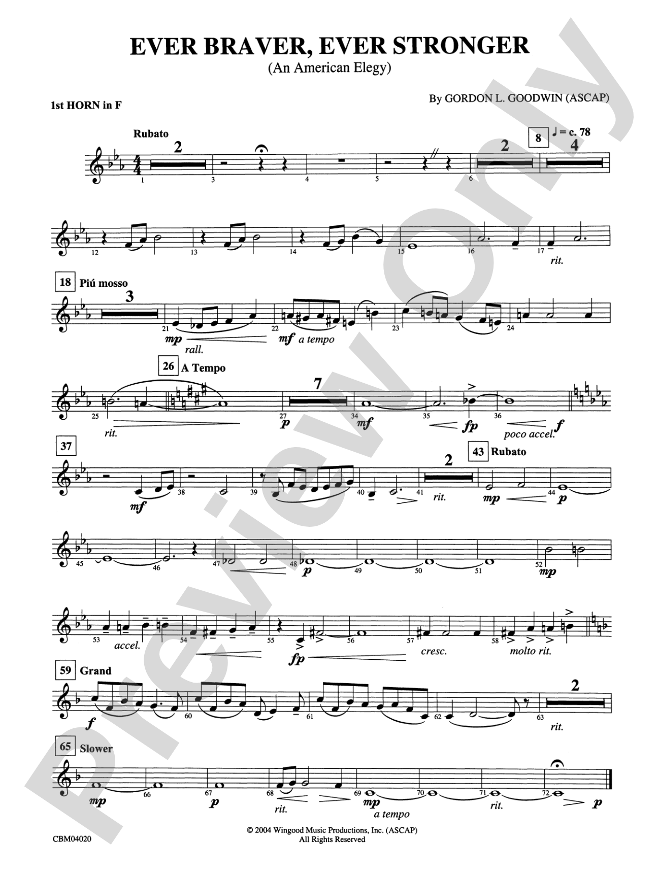Ever Braver, Ever Stronger (An American Elegy): 1st F Horn