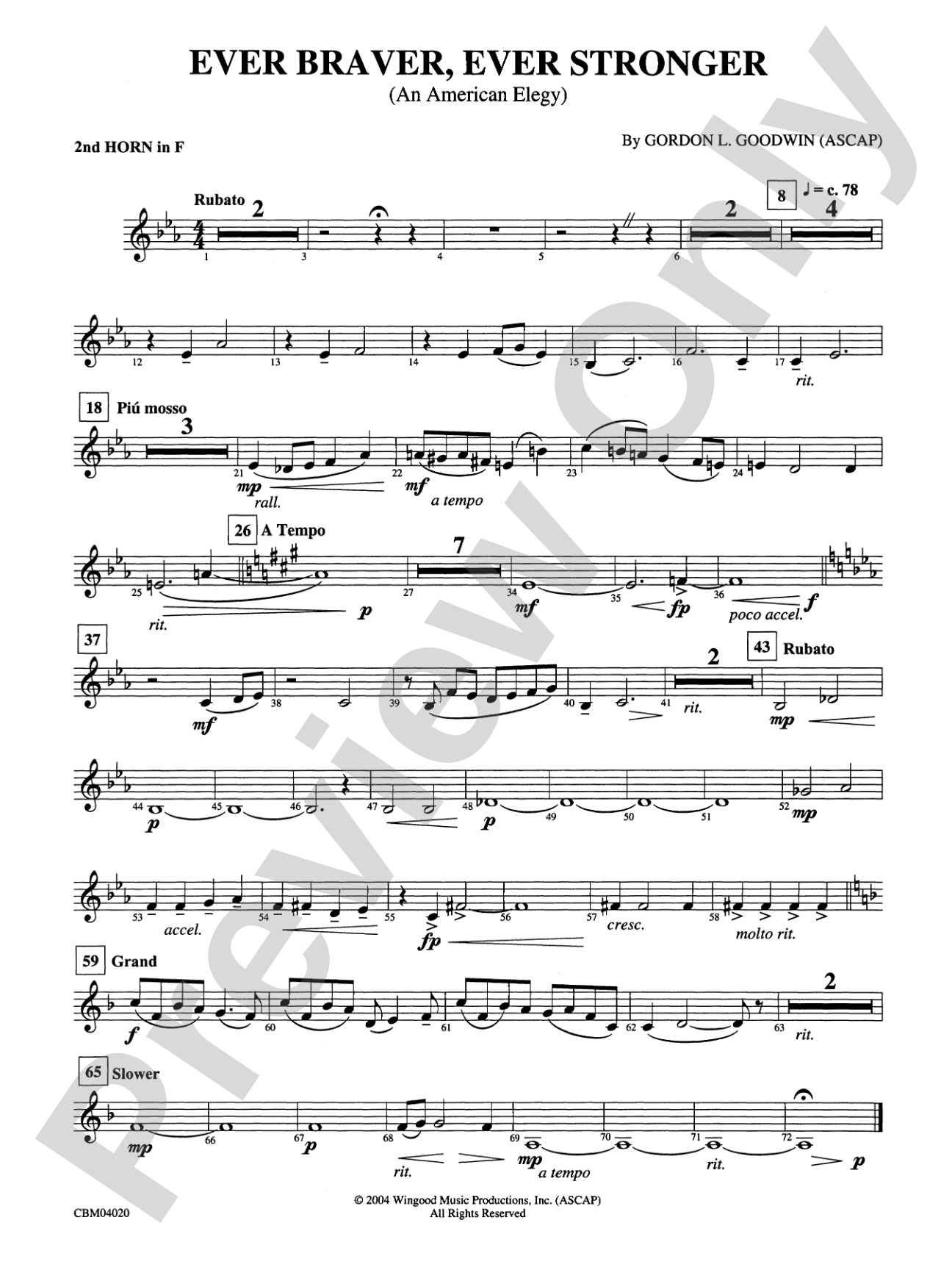 Ever Braver, Ever Stronger (An American Elegy): 2nd F Horn