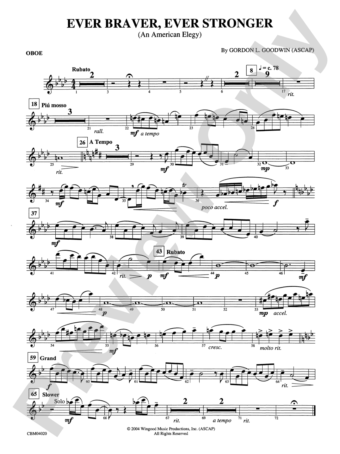 Ever Braver, Ever Stronger (An American Elegy): Oboe