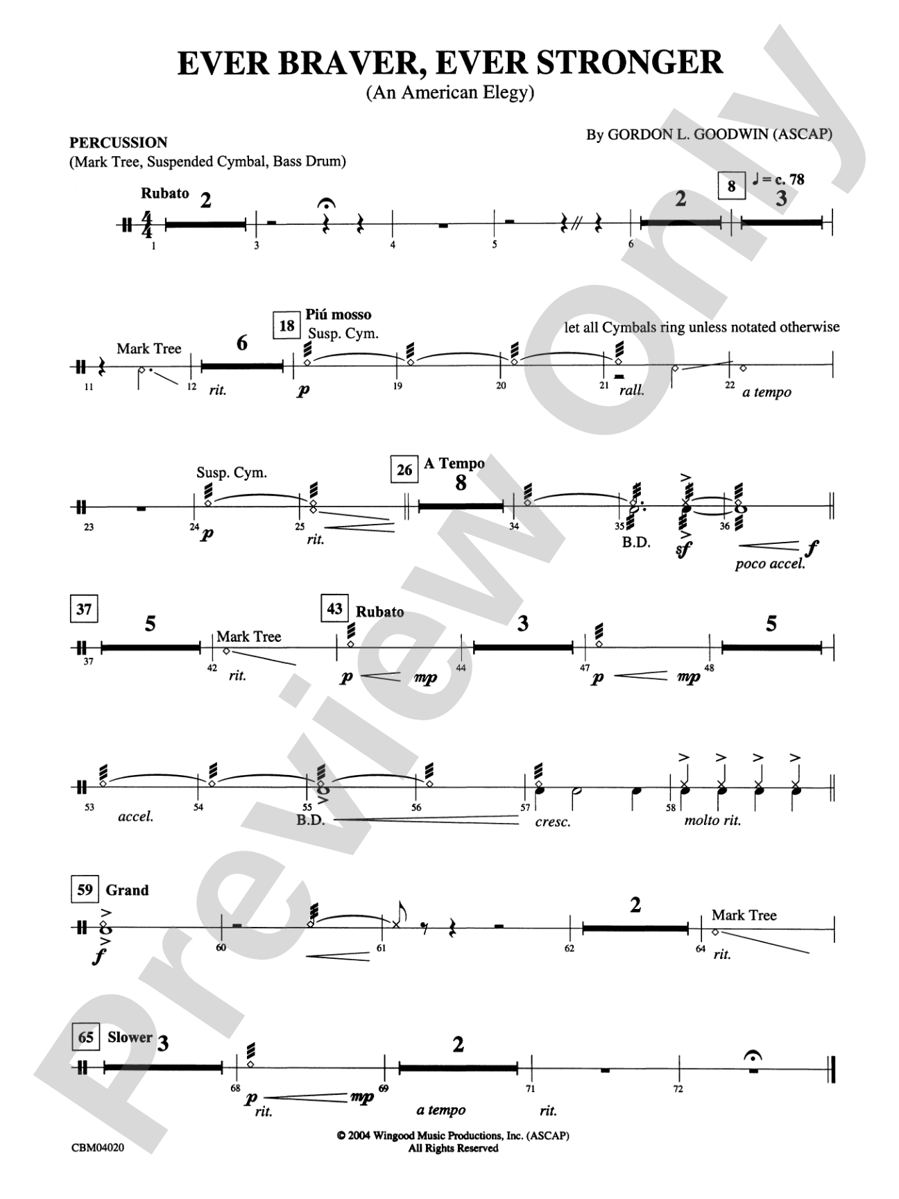Ever Braver, Ever Stronger (An American Elegy): 1st Percussion