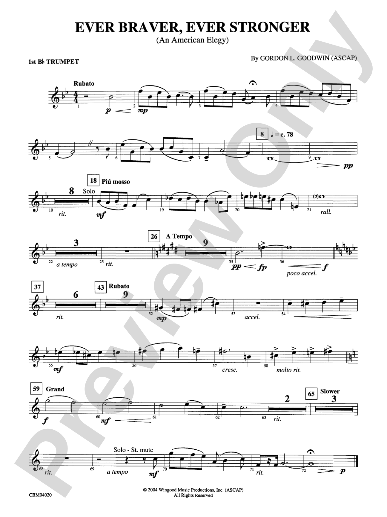 Ever Braver, Ever Stronger (An American Elegy): 1st B-flat Trumpet
