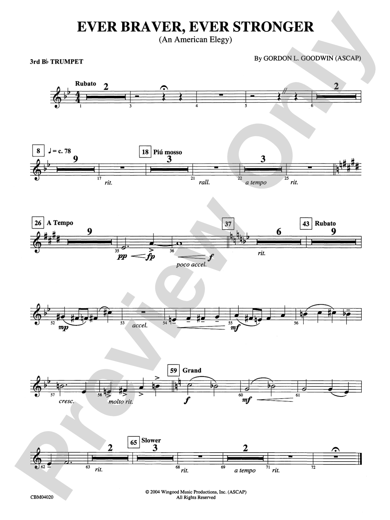 Ever Braver, Ever Stronger (An American Elegy): 3rd B-flat Trumpet