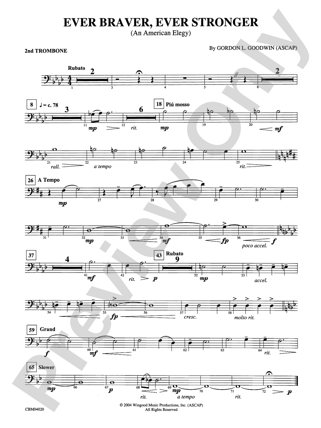 Ever Braver, Ever Stronger (An American Elegy): 2nd Trombone