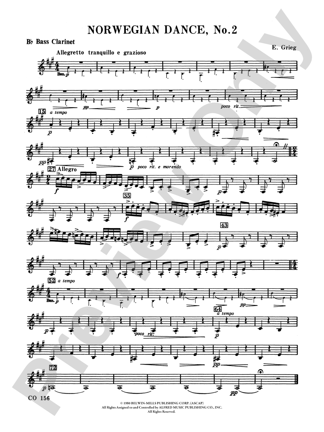Norwegian Dances Nos. 2 & 3: B-flat Bass Clarinet