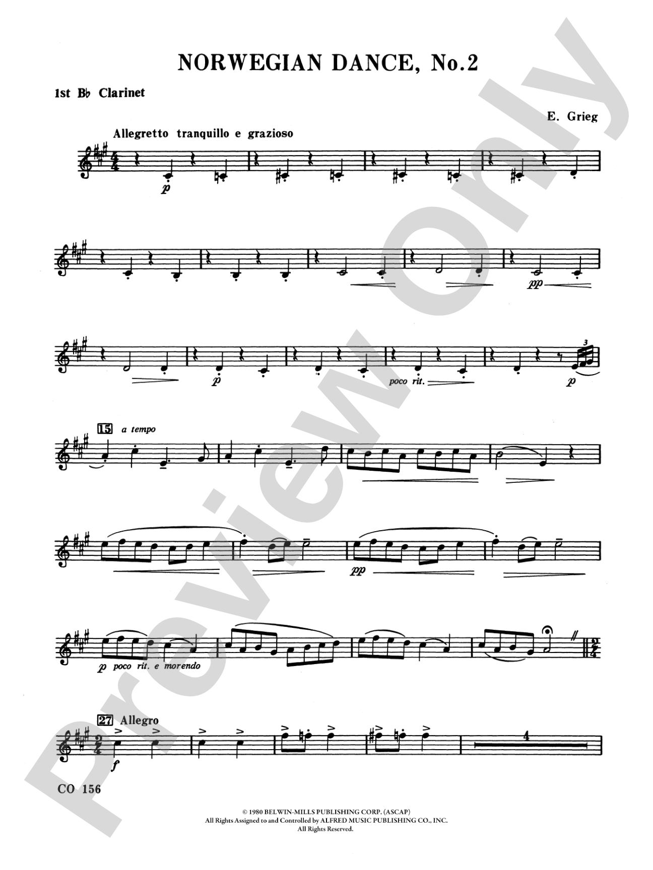 Norwegian Dances Nos. 2 & 3: 1st B-flat Clarinet