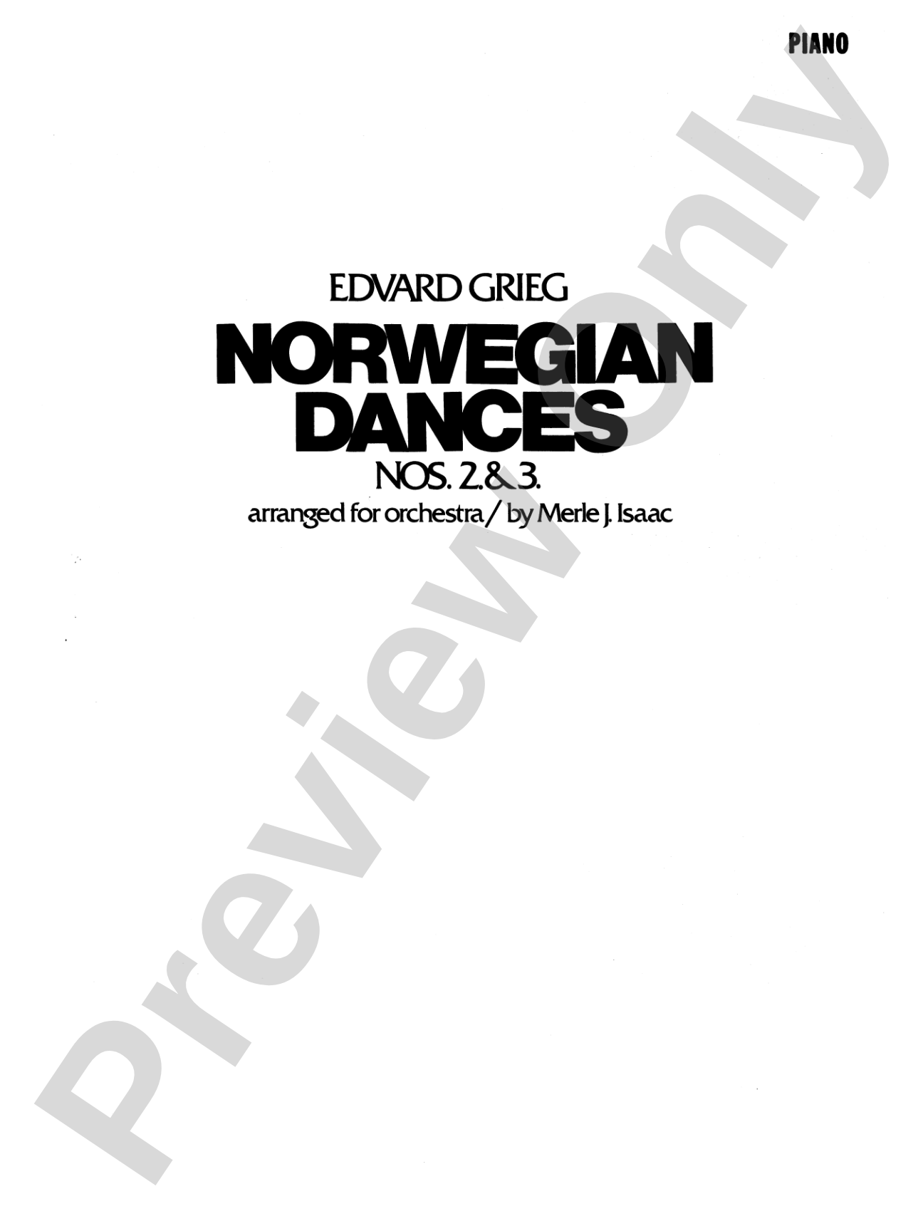 Norwegian Dances Nos. 2 & 3: Piano Accompaniment
