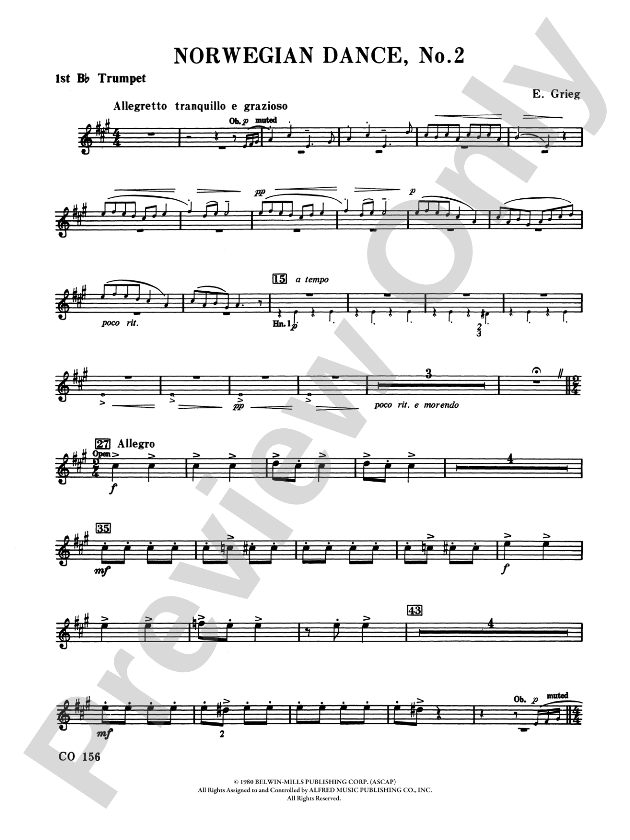 Norwegian Dances Nos. 2 & 3: 1st B-flat Trumpet