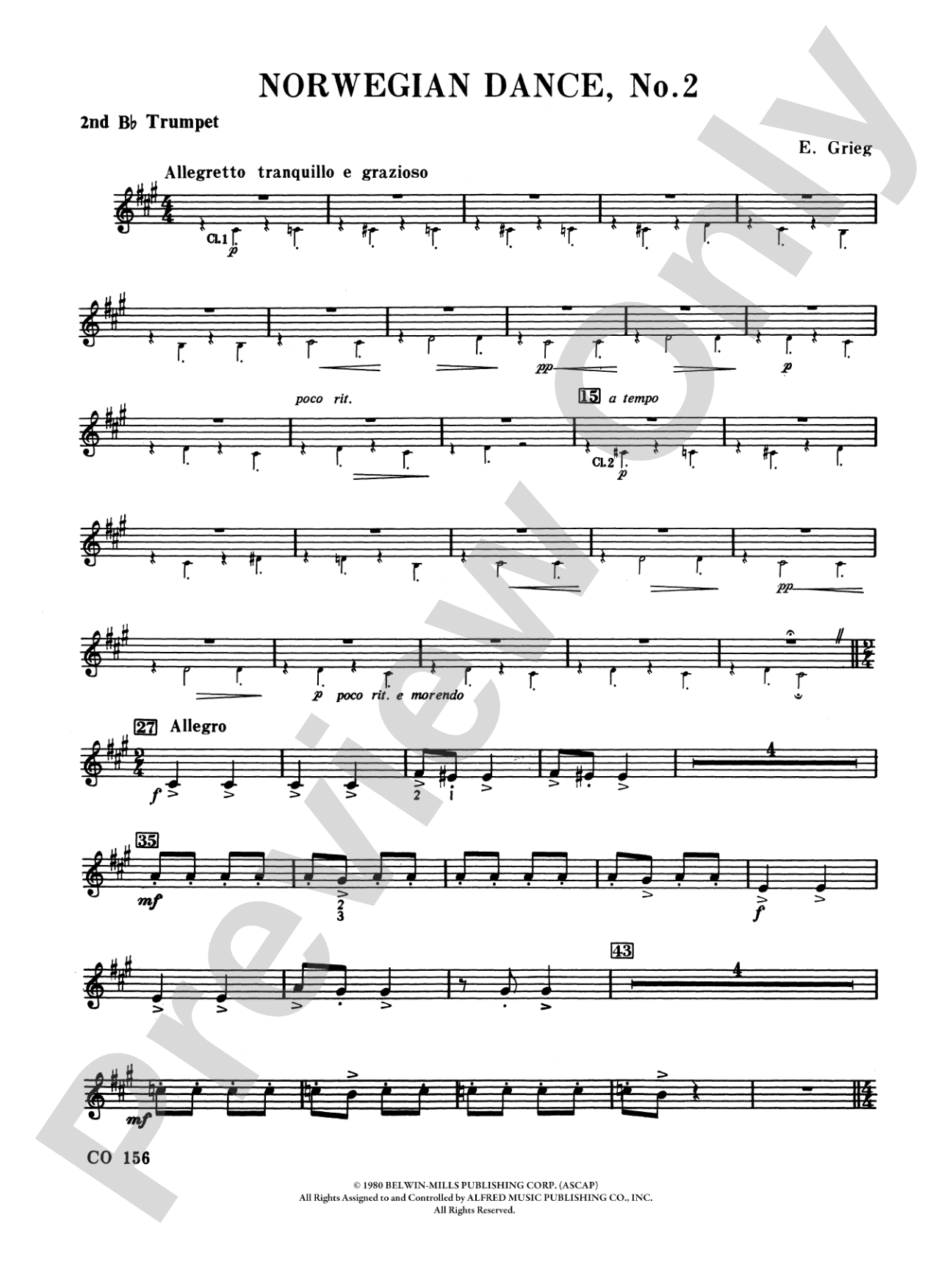 Norwegian Dances Nos. 2 & 3: 2nd B-flat Trumpet