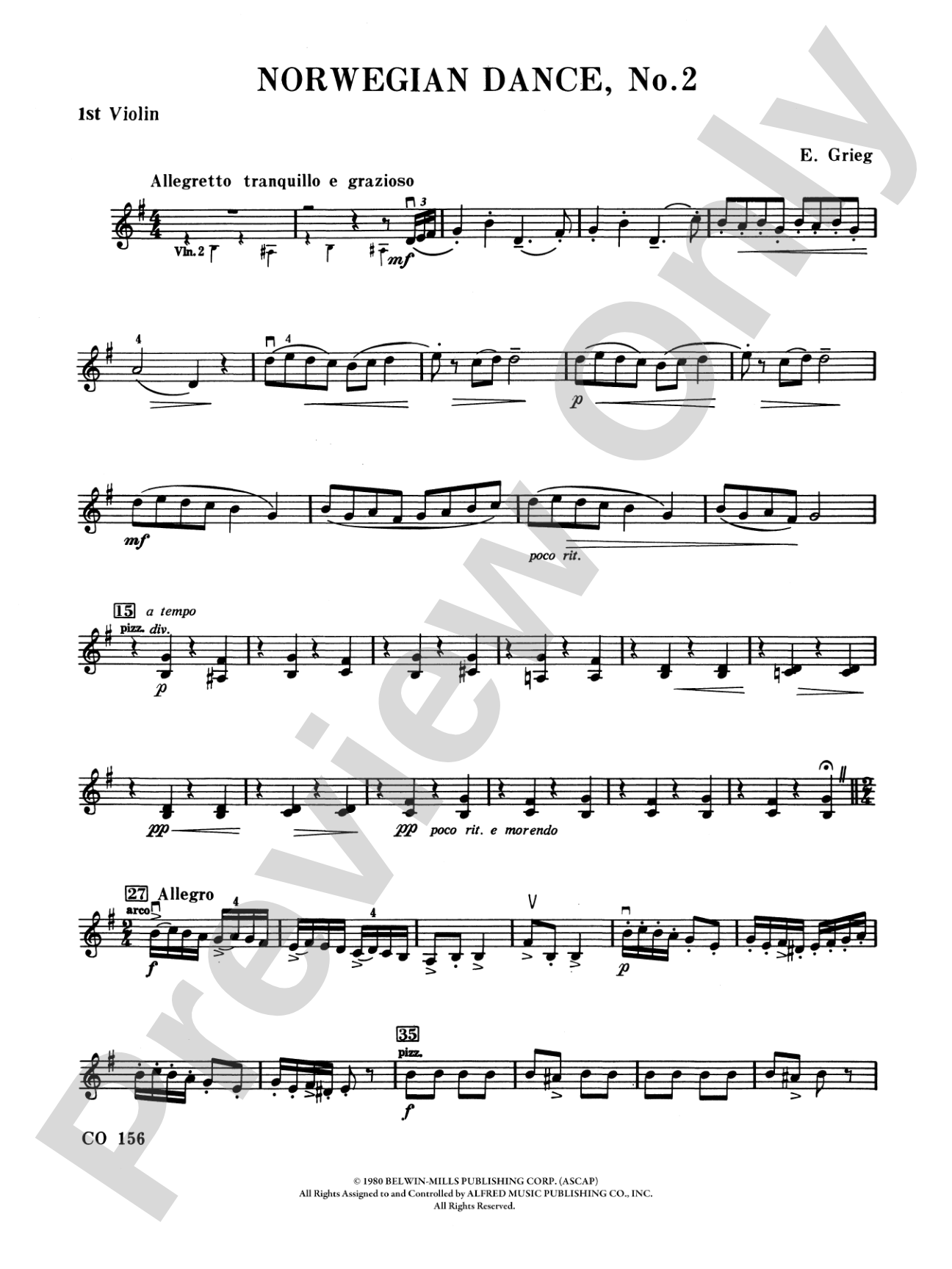 Norwegian Dances Nos. 2 & 3: 1st Violin