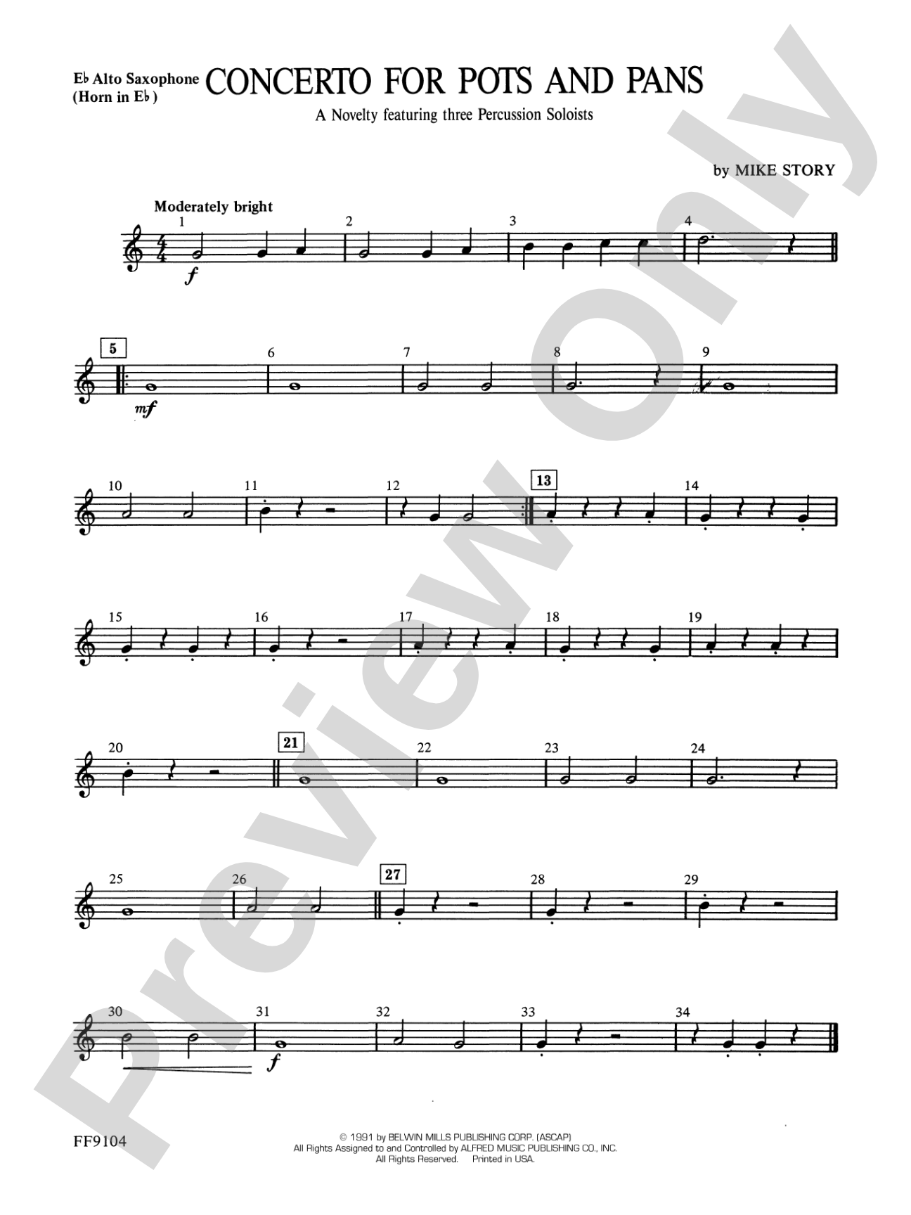Concerto for Pots and Pans: E-flat Alto Saxophone